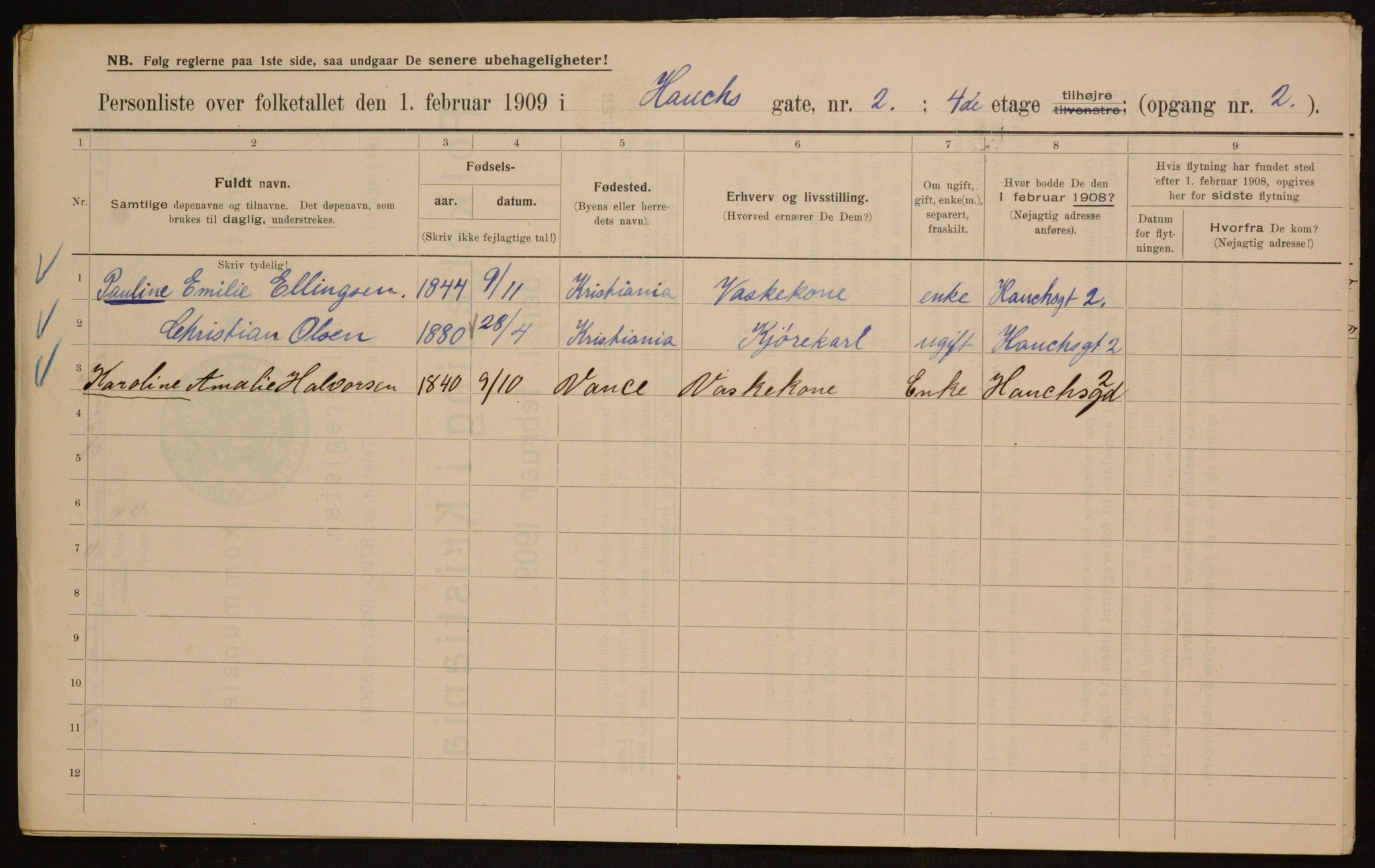 OBA, Municipal Census 1909 for Kristiania, 1909, p. 31768