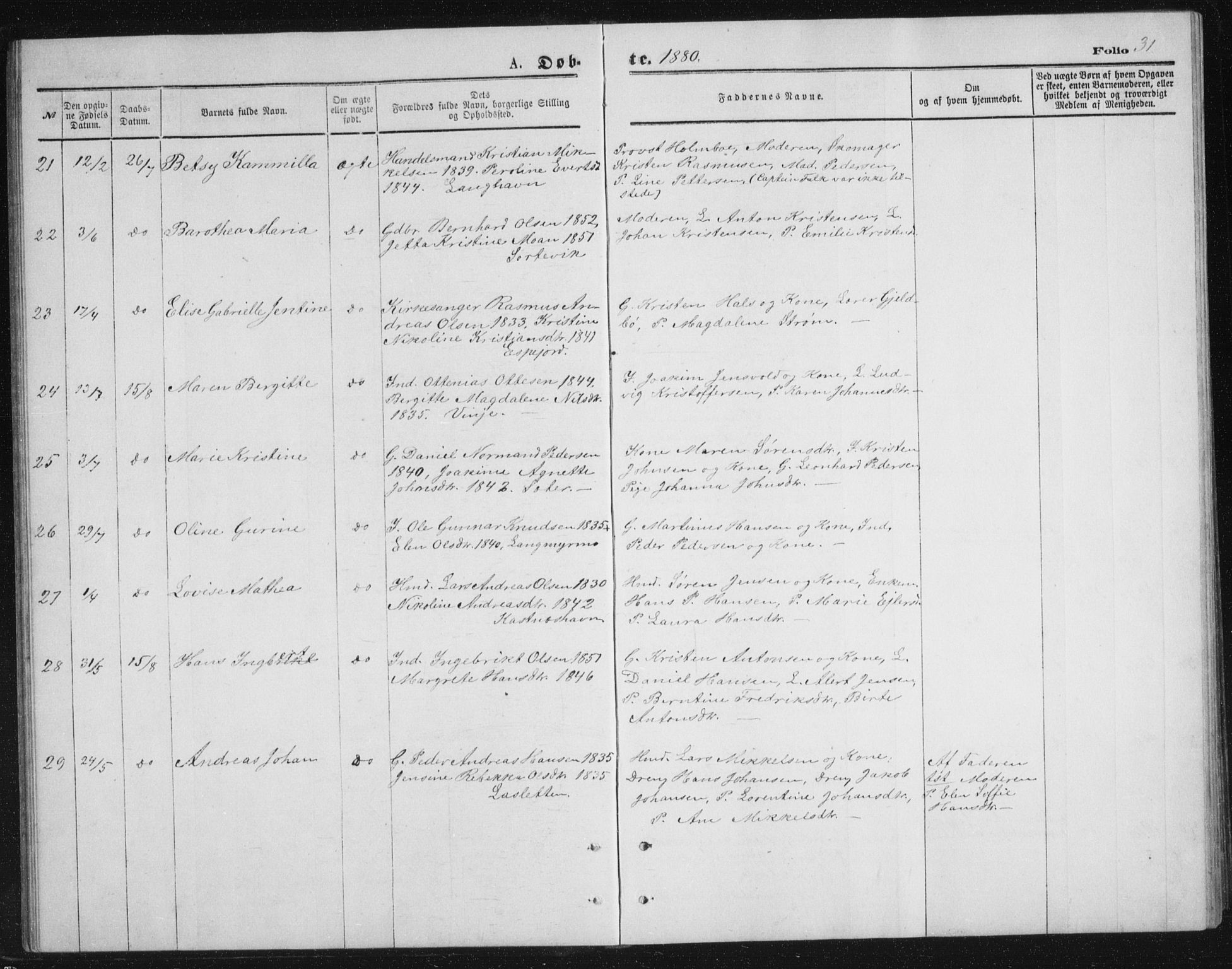 Tranøy sokneprestkontor, AV/SATØ-S-1313/I/Ia/Iab/L0013klokker: Parish register (copy) no. 13, 1874-1896, p. 31