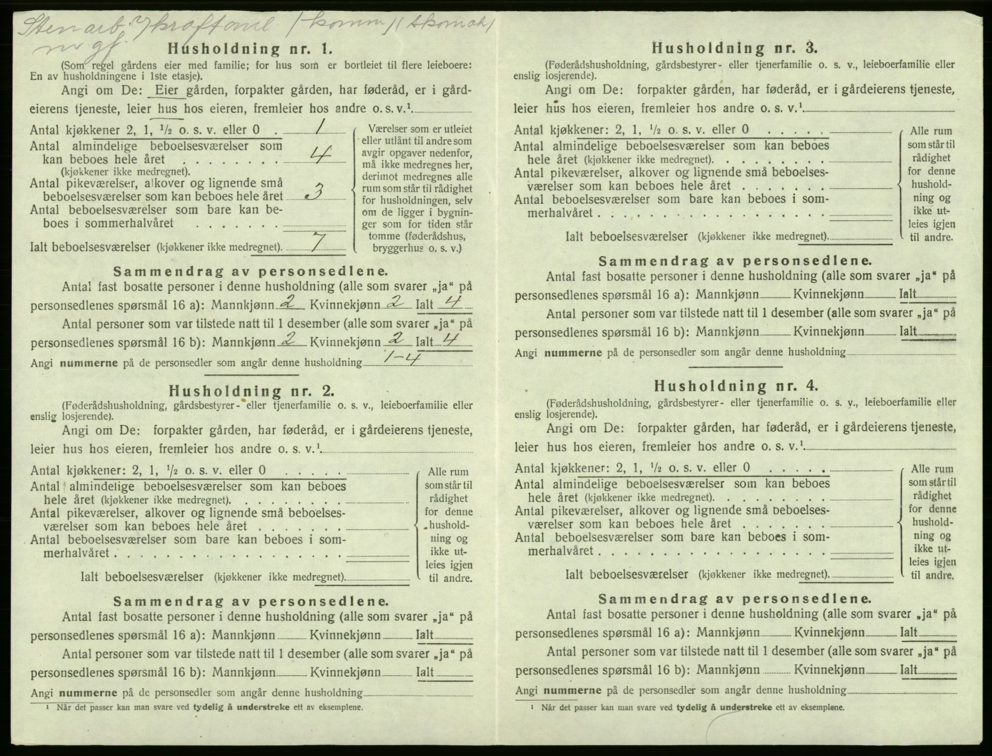 SAB, 1920 census for Kvam, 1920, p. 1234