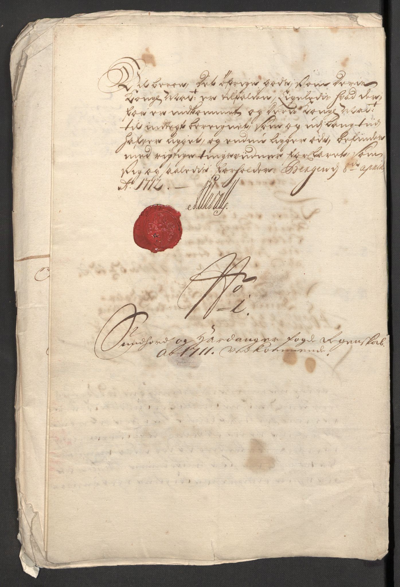 Rentekammeret inntil 1814, Reviderte regnskaper, Fogderegnskap, AV/RA-EA-4092/R48/L2987: Fogderegnskap Sunnhordland og Hardanger, 1711, p. 57