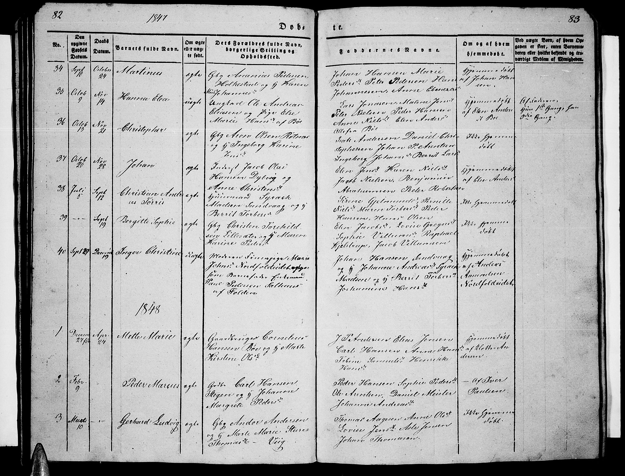 Ministerialprotokoller, klokkerbøker og fødselsregistre - Nordland, AV/SAT-A-1459/855/L0813: Parish register (copy) no. 855C02, 1836-1850, p. 82-83