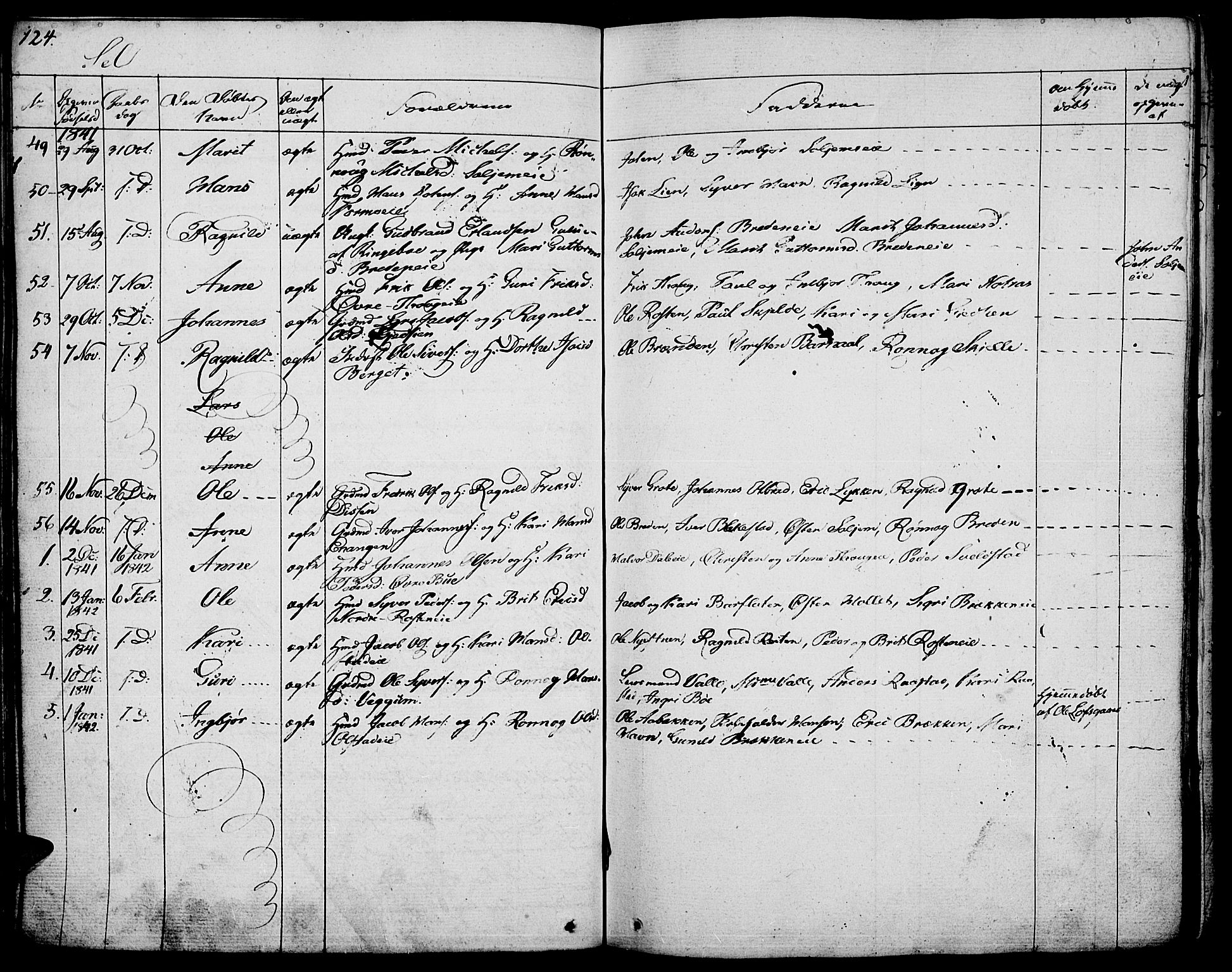Vågå prestekontor, SAH/PREST-076/H/Ha/Haa/L0004: Parish register (official) no. 4 /3, 1834-1842, p. 124