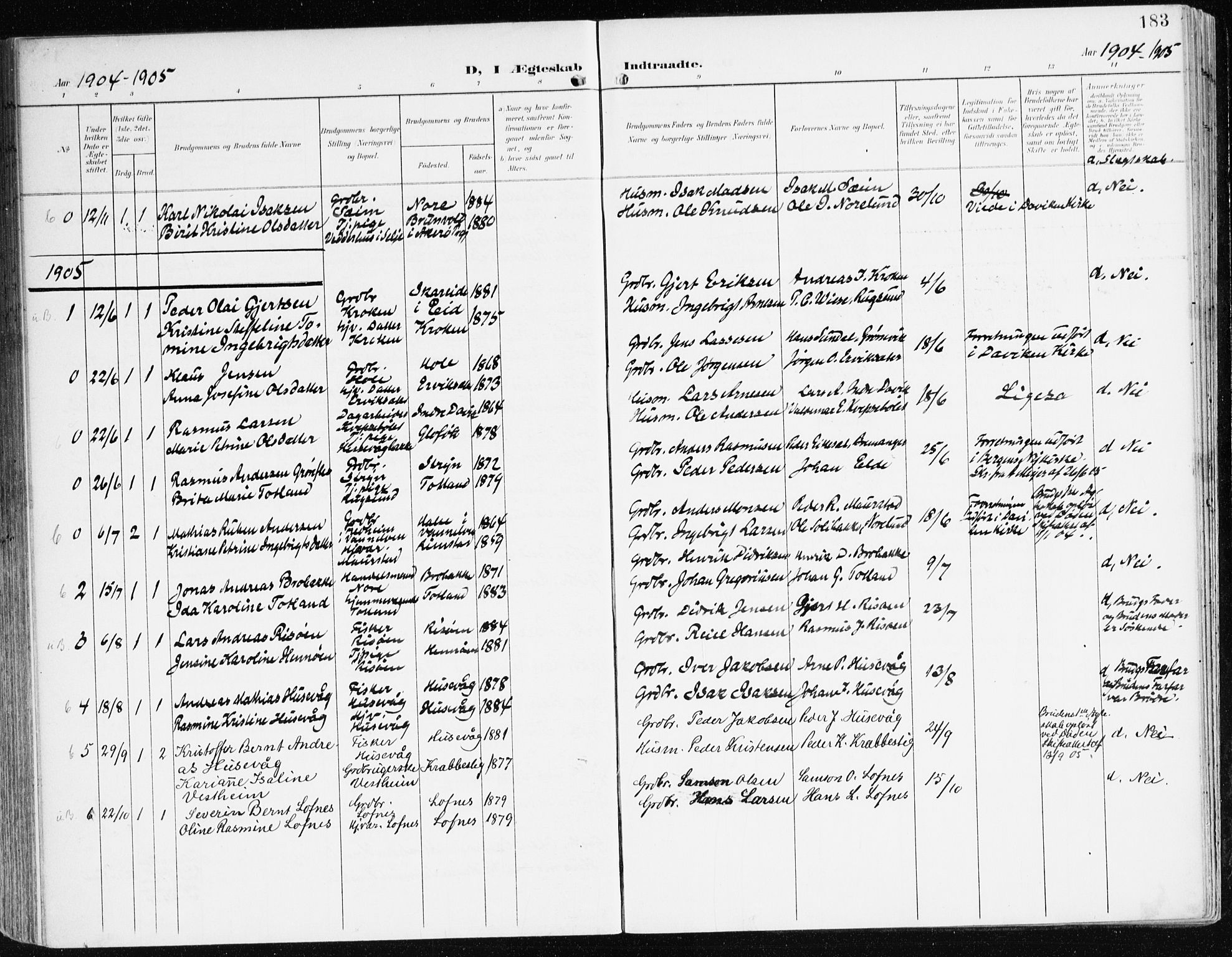 Davik sokneprestembete, AV/SAB-A-79701/H/Haa/Haad/L0002: Parish register (official) no. D 2, 1901-1930, p. 183