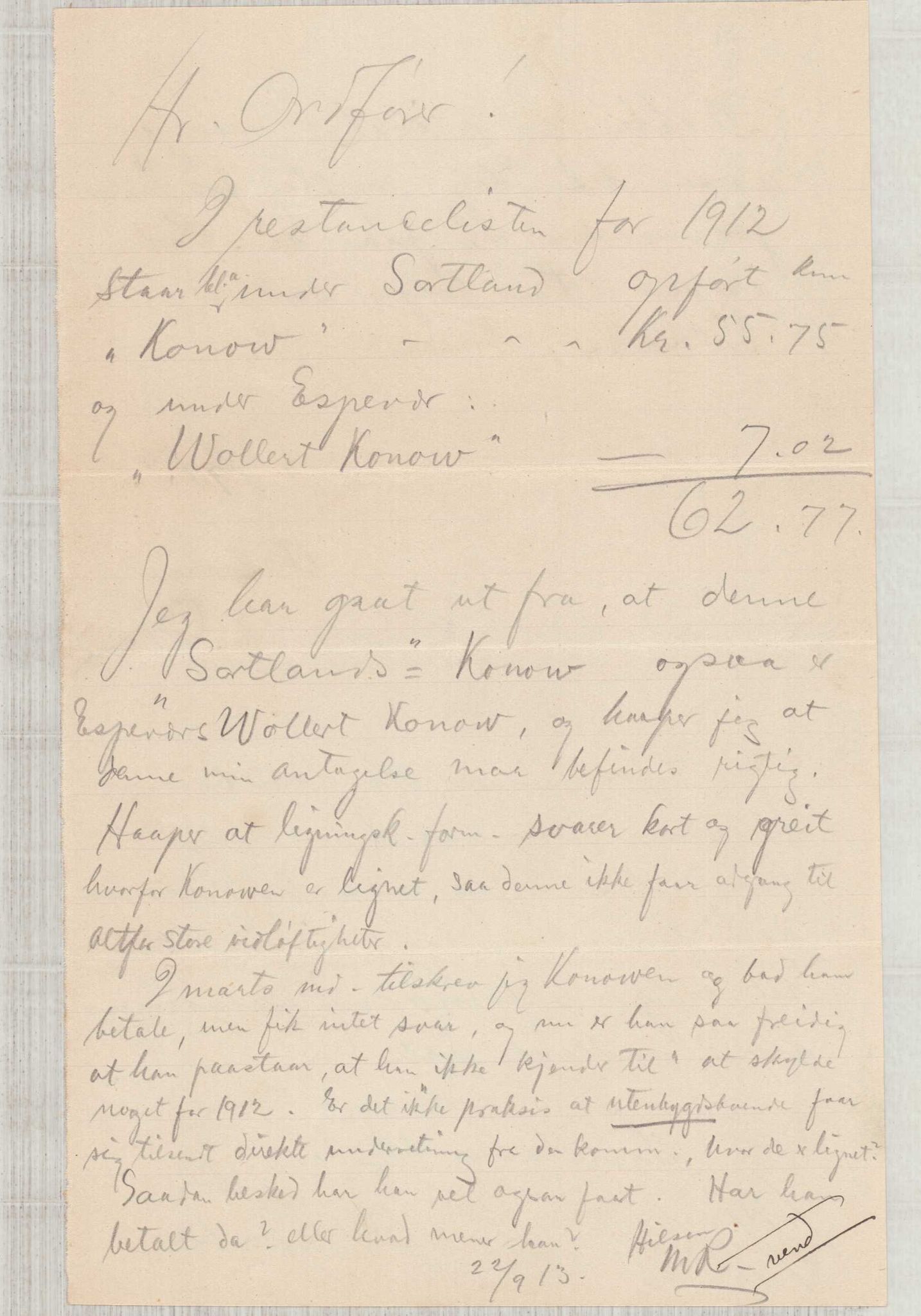 Finnaas kommune. Formannskapet, IKAH/1218a-021/D/Da/L0001/0012: Korrespondanse / saker / Kronologisk ordna korrespondanse , 1913, p. 4