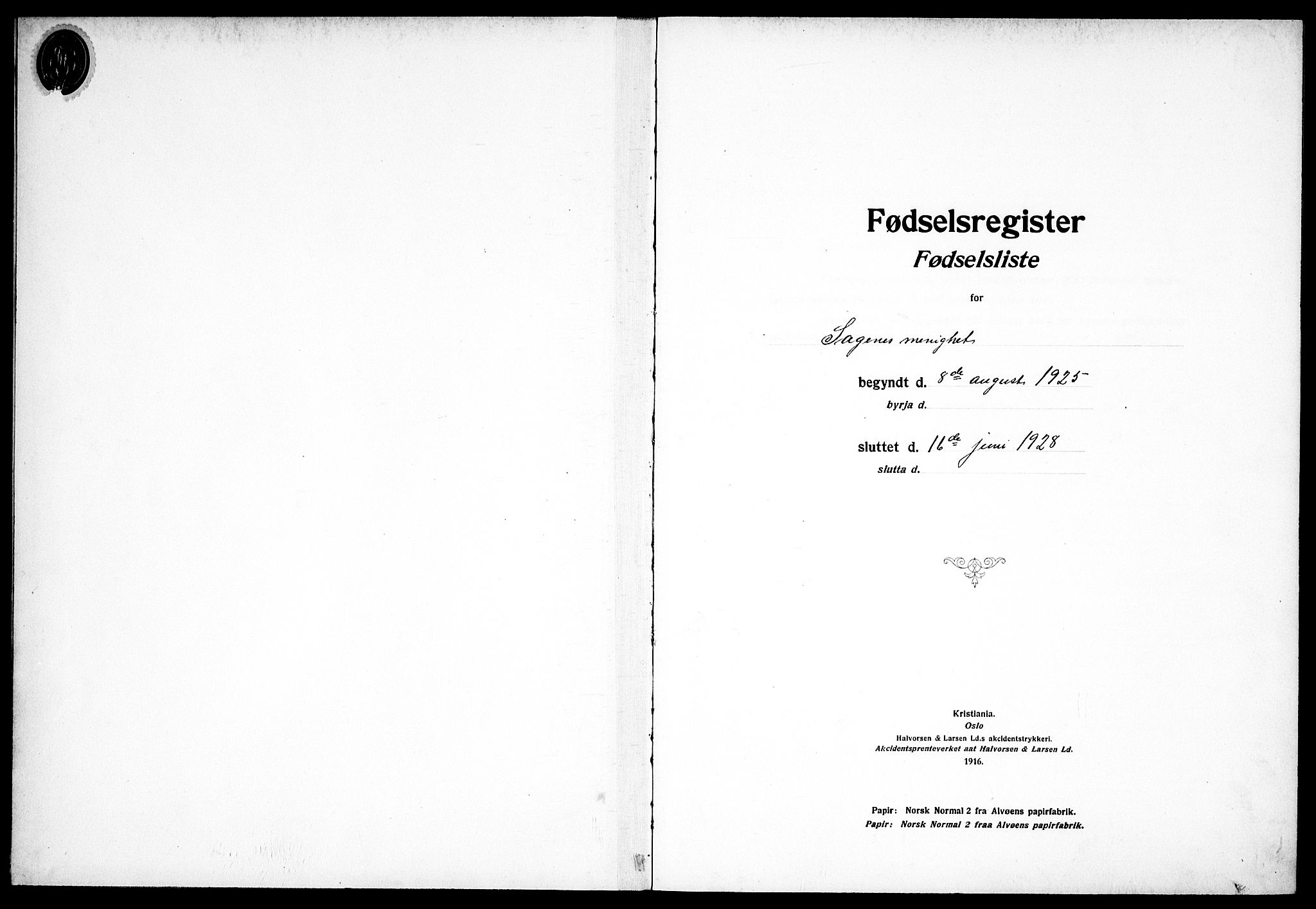 Sagene prestekontor Kirkebøker, SAO/A-10796/J/L0004: Birth register no. 4, 1925-1928