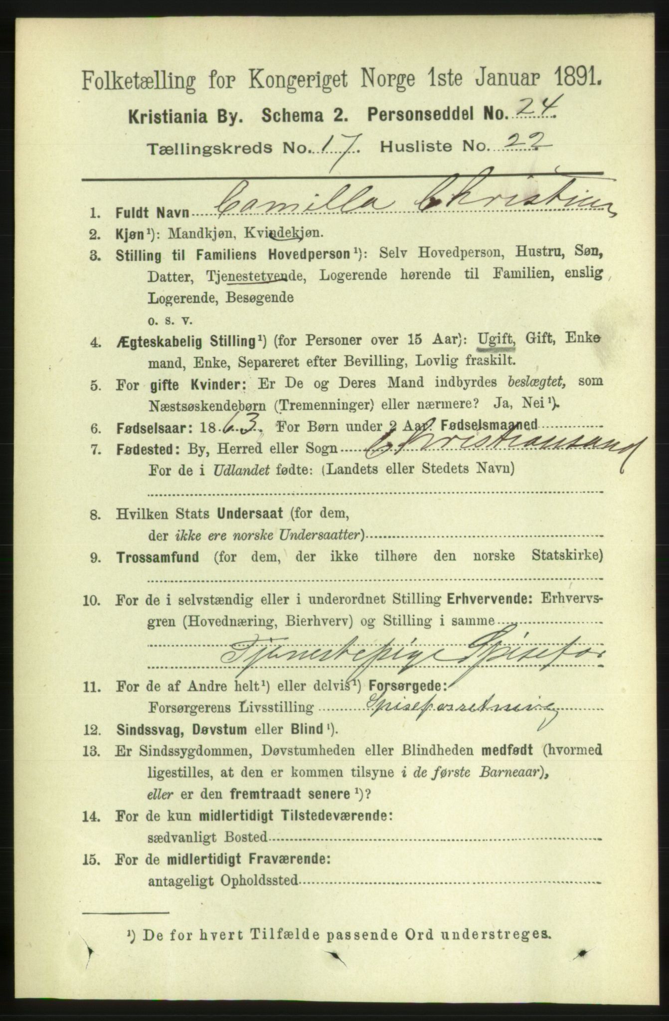 RA, 1891 census for 0301 Kristiania, 1891, p. 8686