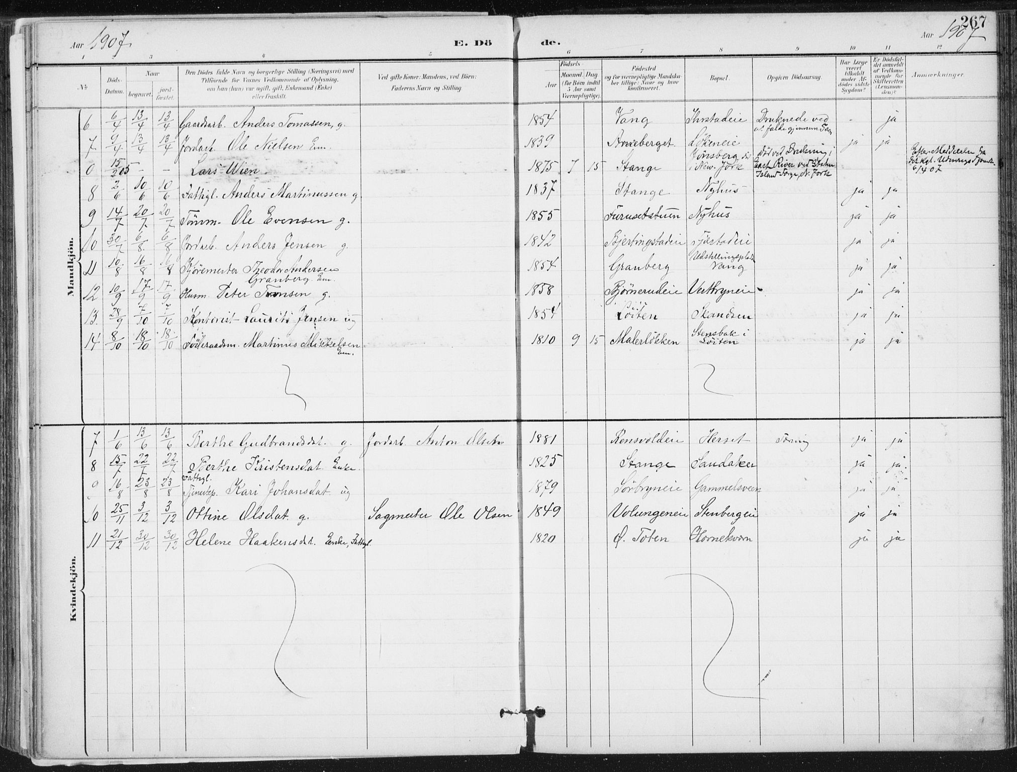 Romedal prestekontor, AV/SAH-PREST-004/K/L0011: Parish register (official) no. 11, 1896-1912, p. 267