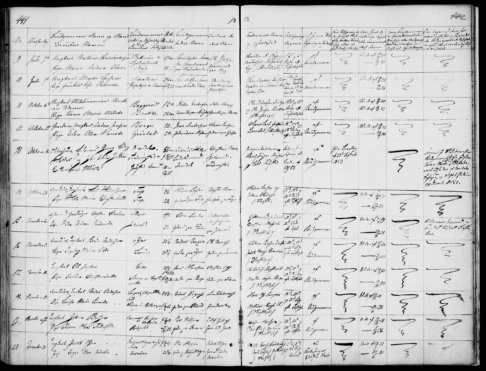 Våle kirkebøker, AV/SAKO-A-334/F/Fa/L0009a: Parish register (official) no. I 9A, 1839-1860, p. 441-442