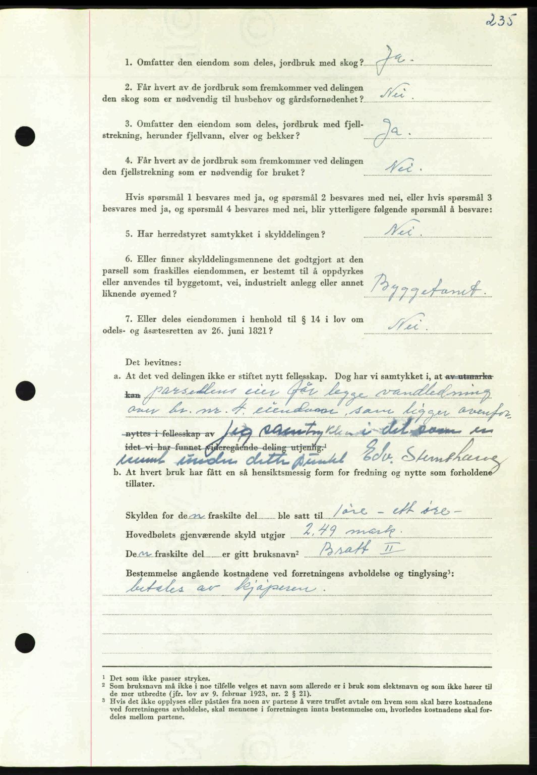 Nordmøre sorenskriveri, AV/SAT-A-4132/1/2/2Ca: Mortgage book no. A113, 1949-1950, Diary no: : 3388/1949