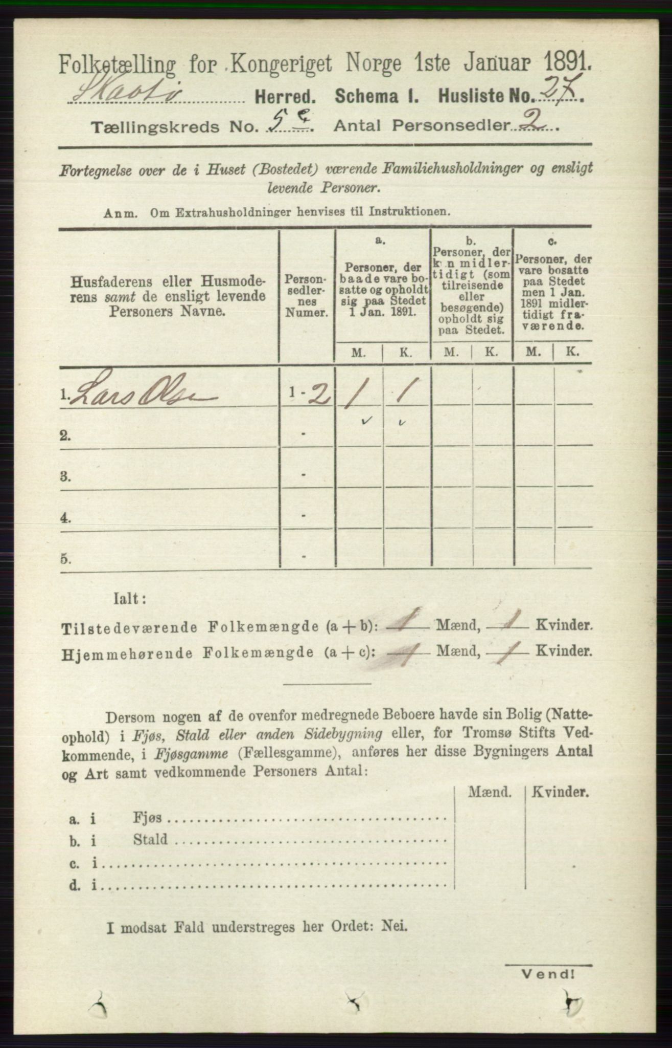 RA, 1891 census for 0815 Skåtøy, 1891, p. 2662