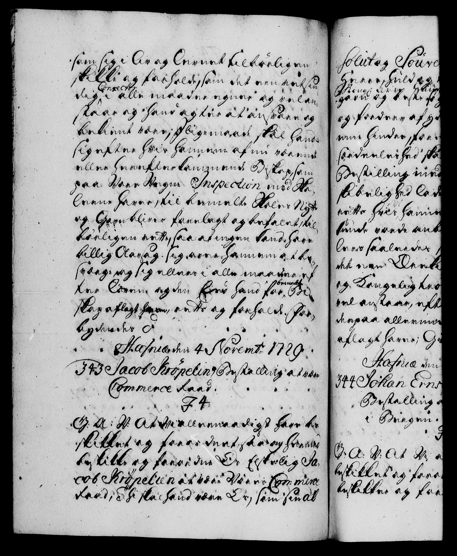 Danske Kanselli 1572-1799, AV/RA-EA-3023/F/Fc/Fca/Fcaa/L0026: Norske registre, 1729-1730, p. 256b