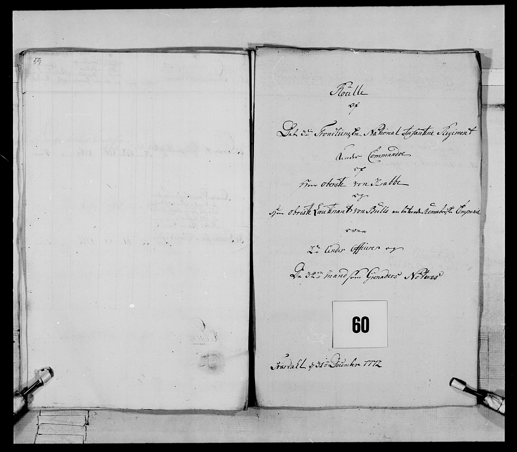 Generalitets- og kommissariatskollegiet, Det kongelige norske kommissariatskollegium, AV/RA-EA-5420/E/Eh/L0084: 3. Trondheimske nasjonale infanteriregiment, 1769-1773, p. 256