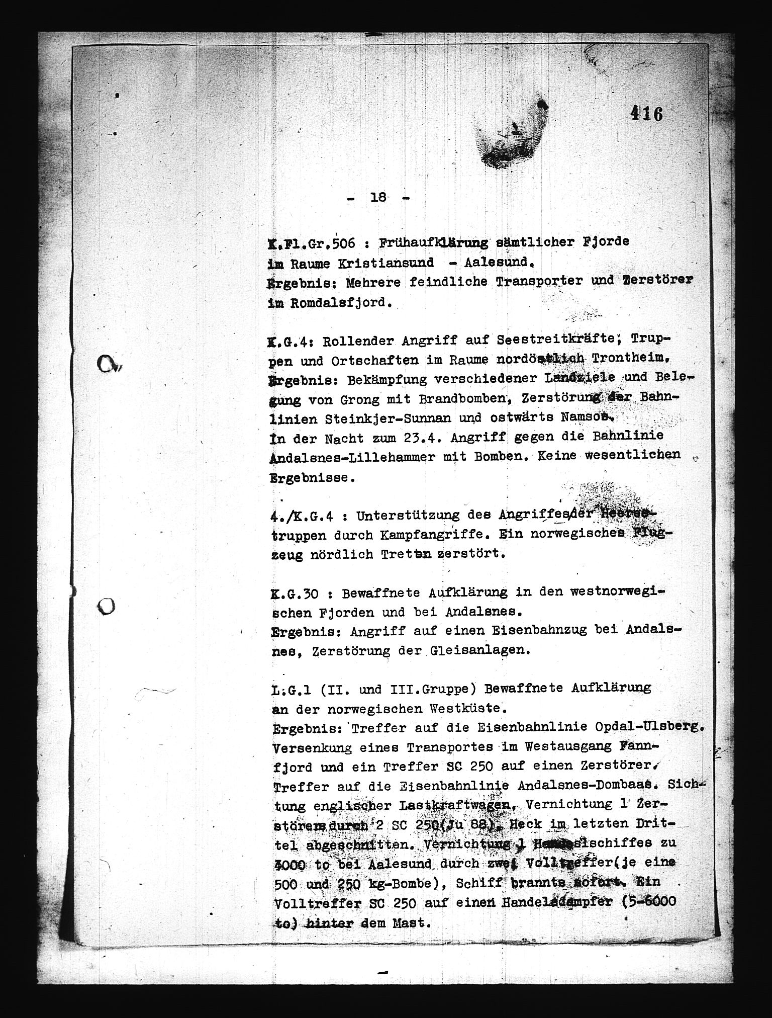 Documents Section, AV/RA-RAFA-2200/V/L0076: Amerikansk mikrofilm "Captured German Documents".
Box No. 715.  FKA jnr. 619/1954., 1940, p. 209