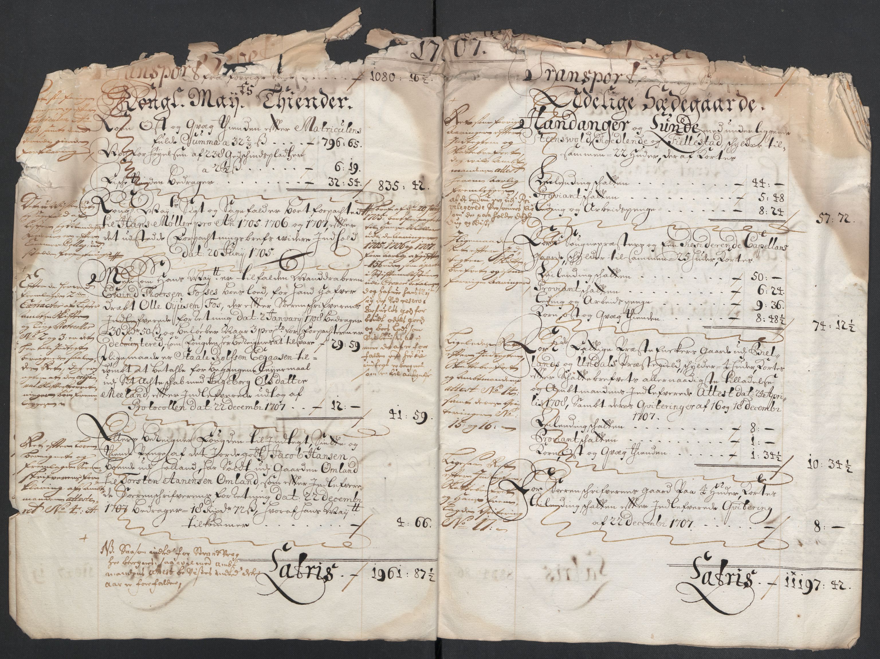 Rentekammeret inntil 1814, Reviderte regnskaper, Fogderegnskap, AV/RA-EA-4092/R43/L2551: Fogderegnskap Lista og Mandal, 1705-1709, p. 413