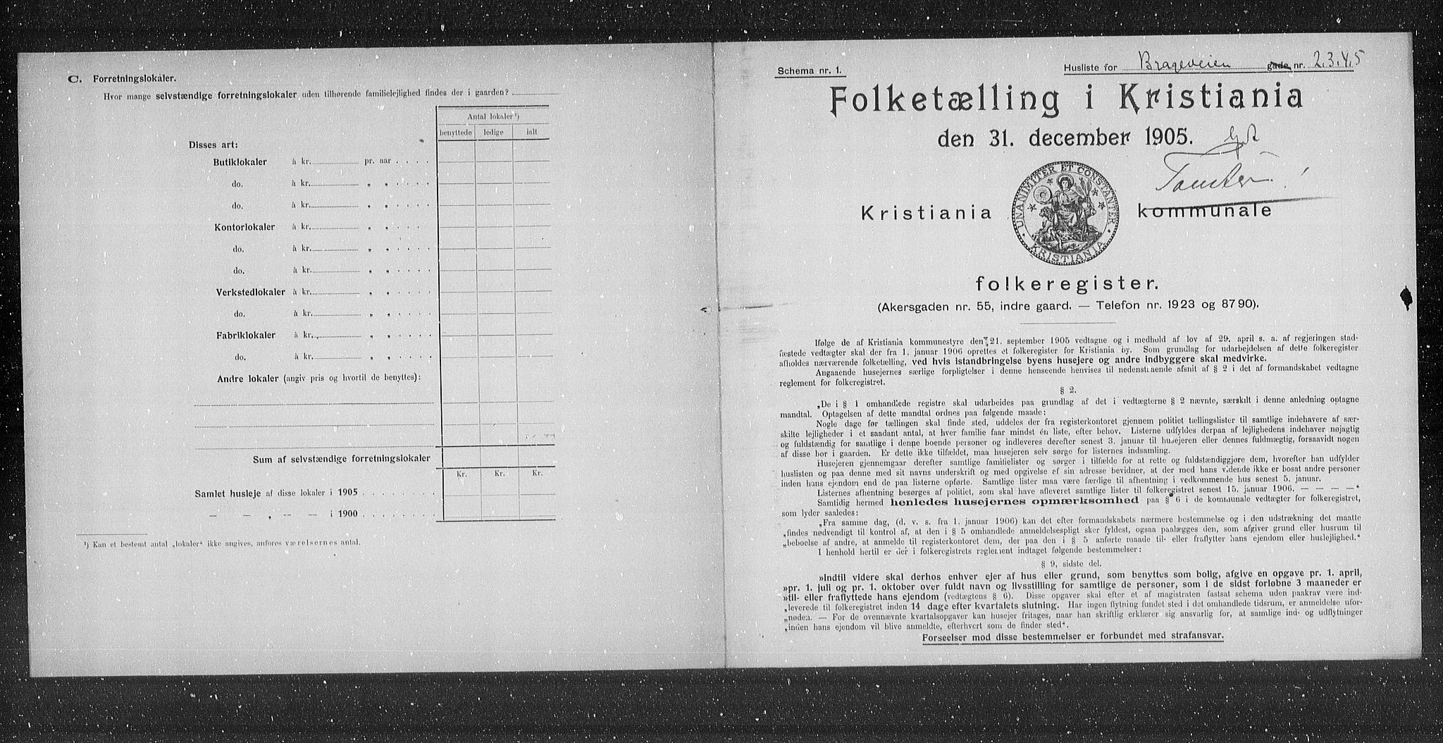 OBA, Municipal Census 1905 for Kristiania, 1905, p. 4106