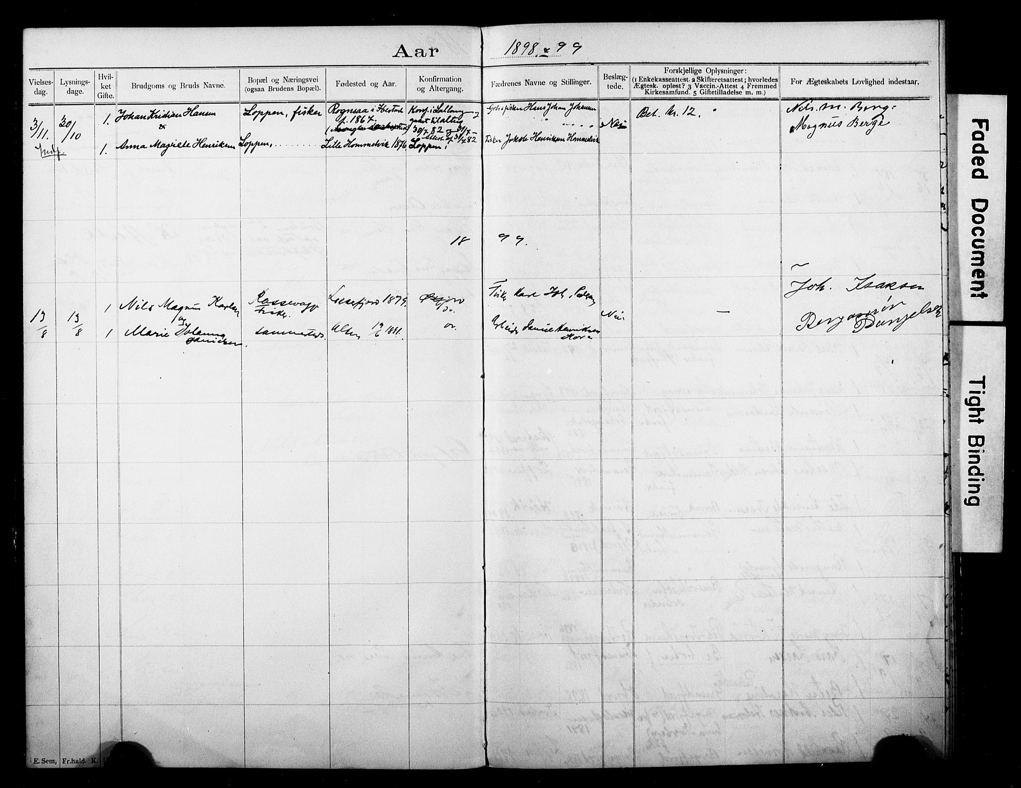 Loppa sokneprestkontor, AV/SATØ-S-1339/I/Ib/L0047: Banns register no. 47, 1897-1919