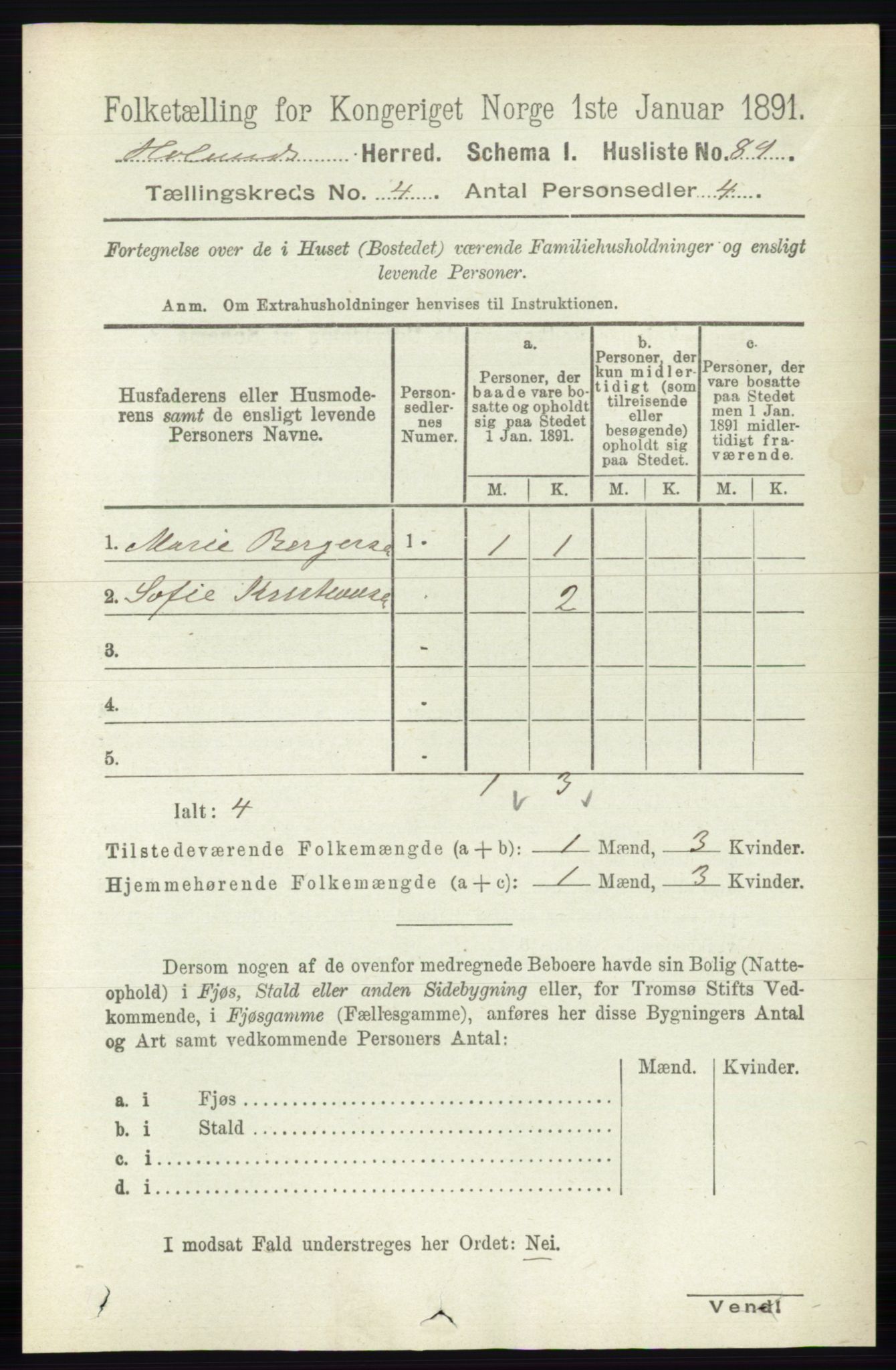 RA, 1891 census for 0221 Høland, 1891, p. 2545