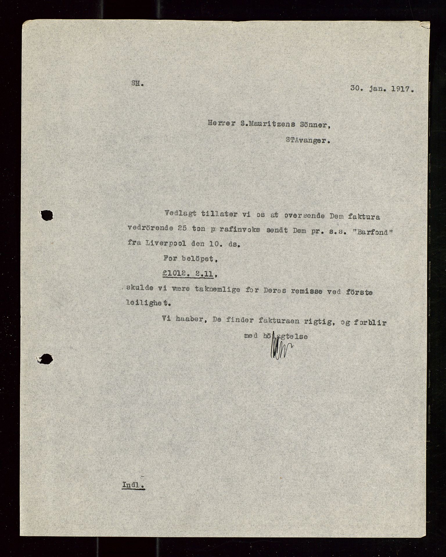 Pa 1521 - A/S Norske Shell, AV/SAST-A-101915/E/Ea/Eaa/L0019: Sjefskorrespondanse, 1917, p. 240