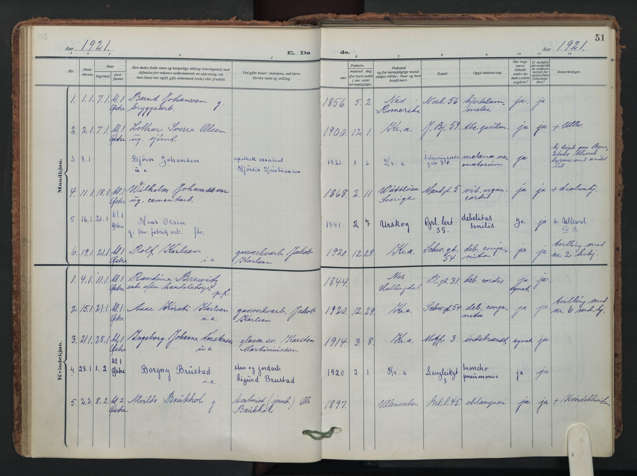 Grønland prestekontor Kirkebøker, AV/SAO-A-10848/F/Fa/L0019: Parish register (official) no. 19, 1918-1938, p. 51