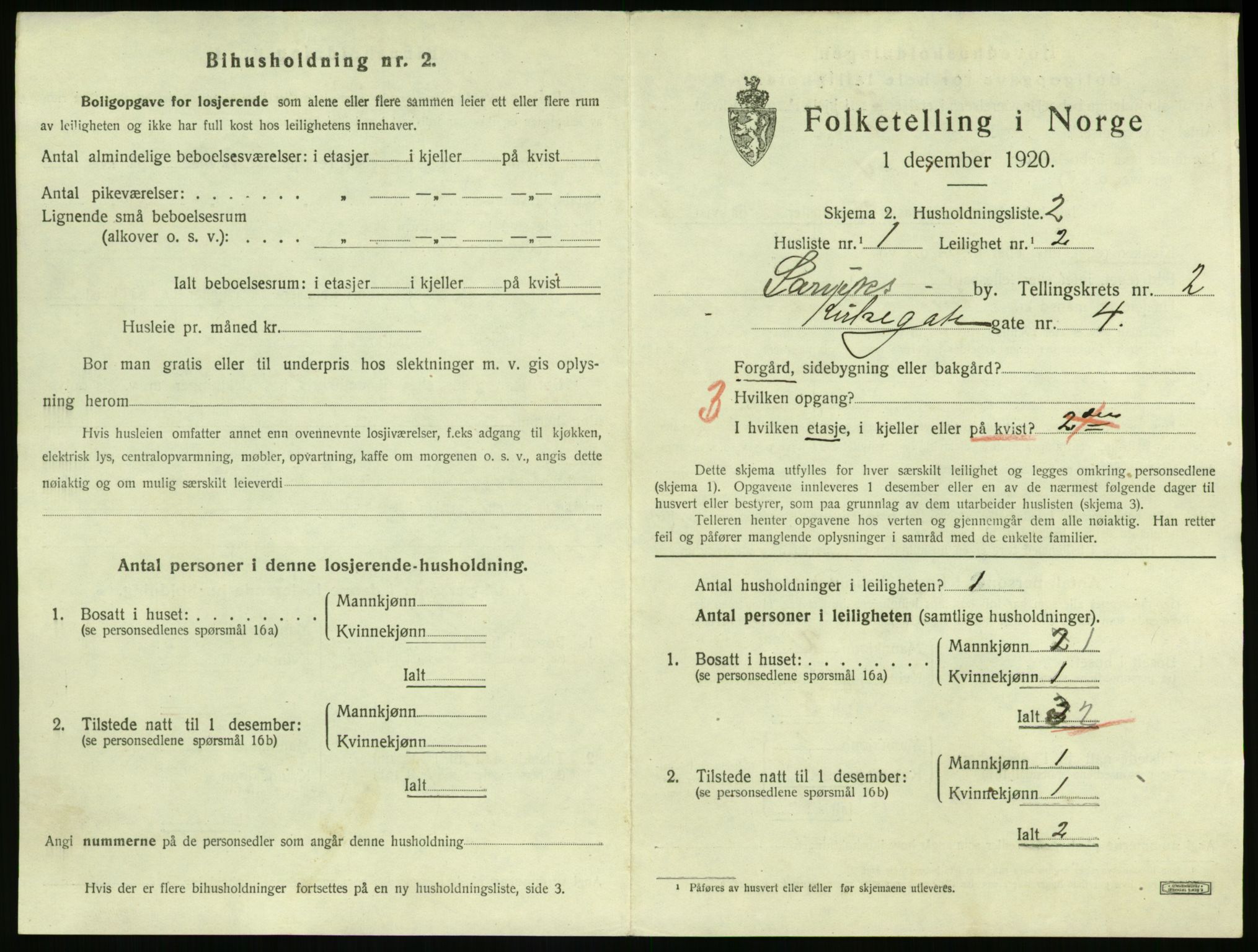 SAKO, 1920 census for Larvik, 1920, p. 3430