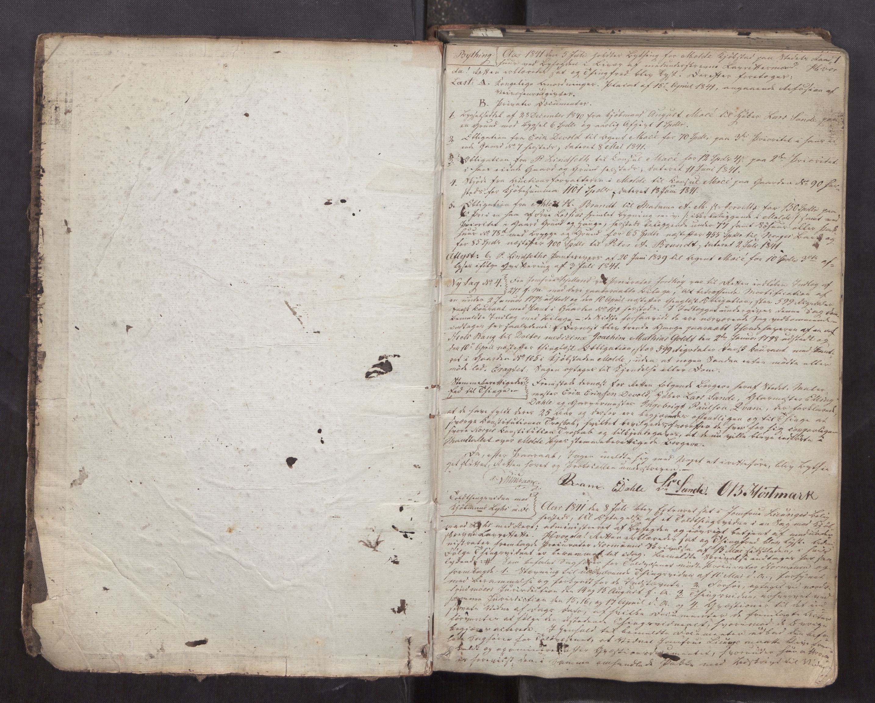 Molde byfogd, AV/SAT-A-0025/1/1A/L0004: Justisprotokoll, 1841-1846, p. 1a