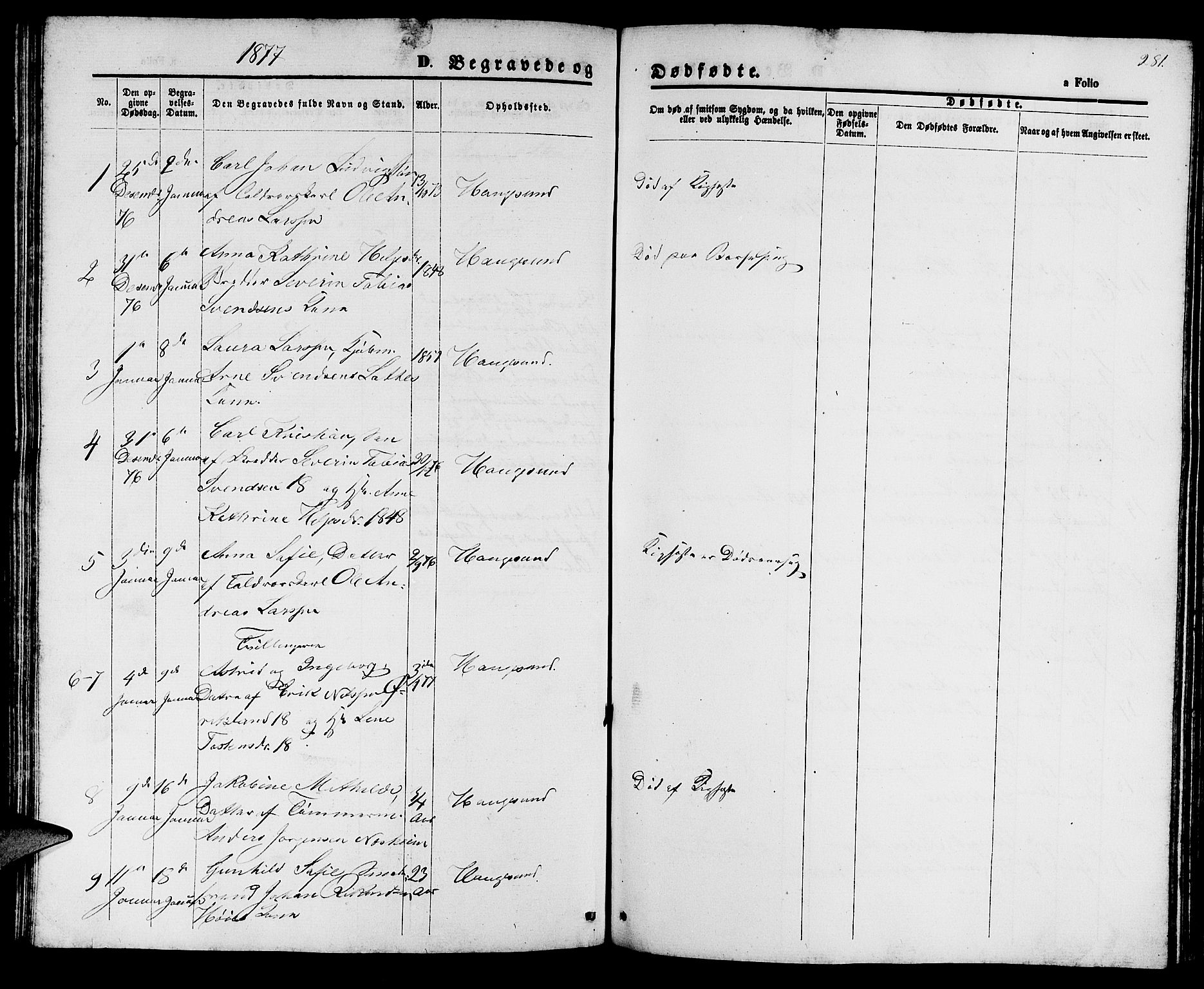 Haugesund sokneprestkontor, AV/SAST-A -101863/H/Ha/Hab/L0001: Parish register (copy) no. B 1, 1873-1881, p. 281