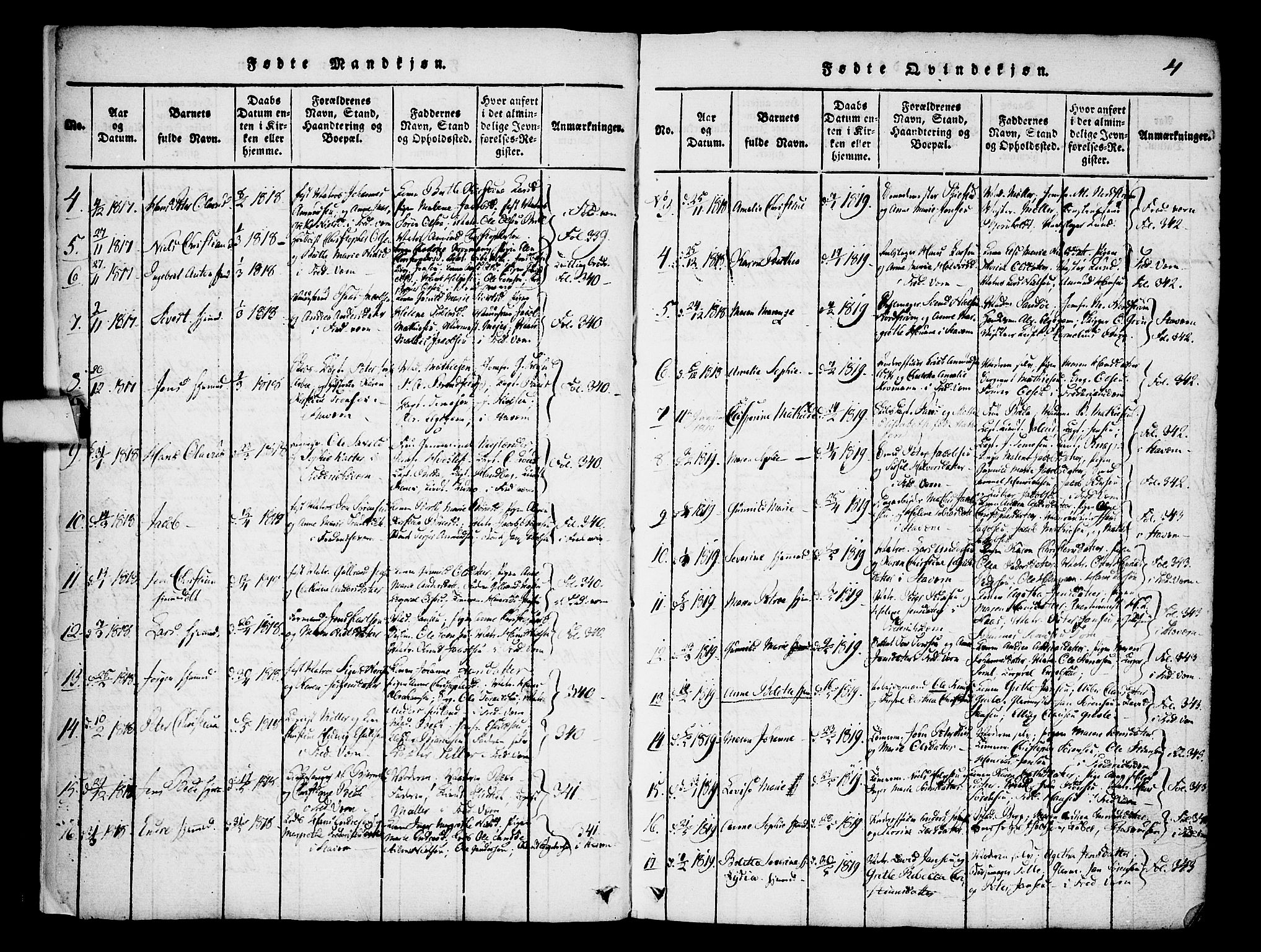 Stavern kirkebøker, SAKO/A-318/F/Fa/L0006: Parish register (official) no. 6, 1816-1839, p. 4