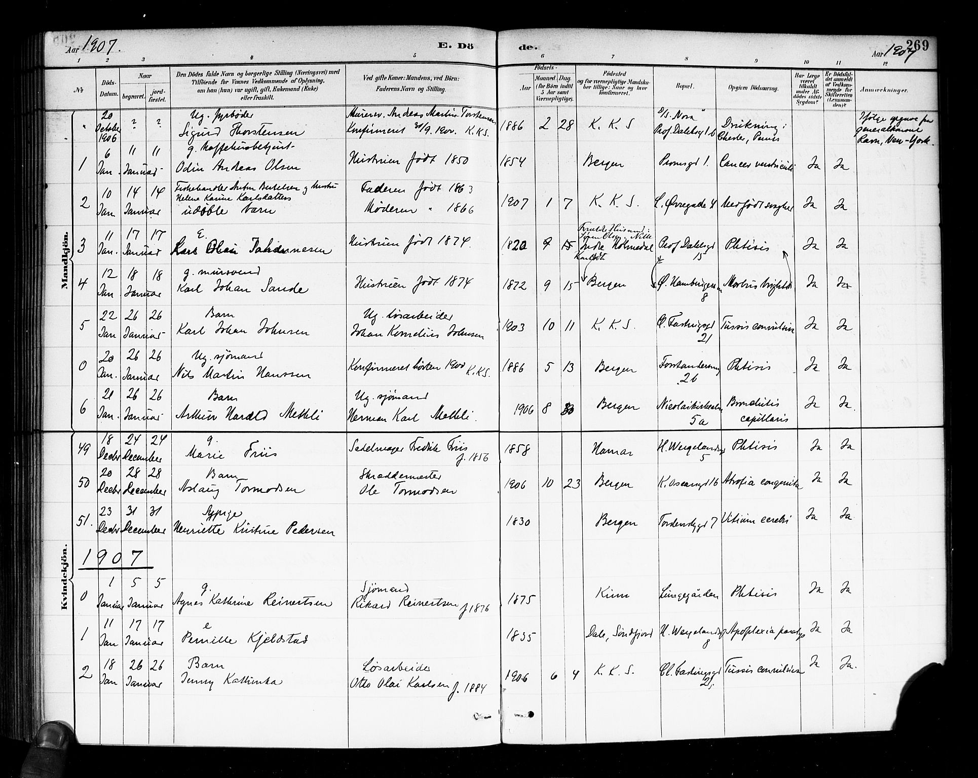 Korskirken sokneprestembete, SAB/A-76101/H/Haa/L0047: Parish register (official) no. E 5, 1884-1910, p. 269