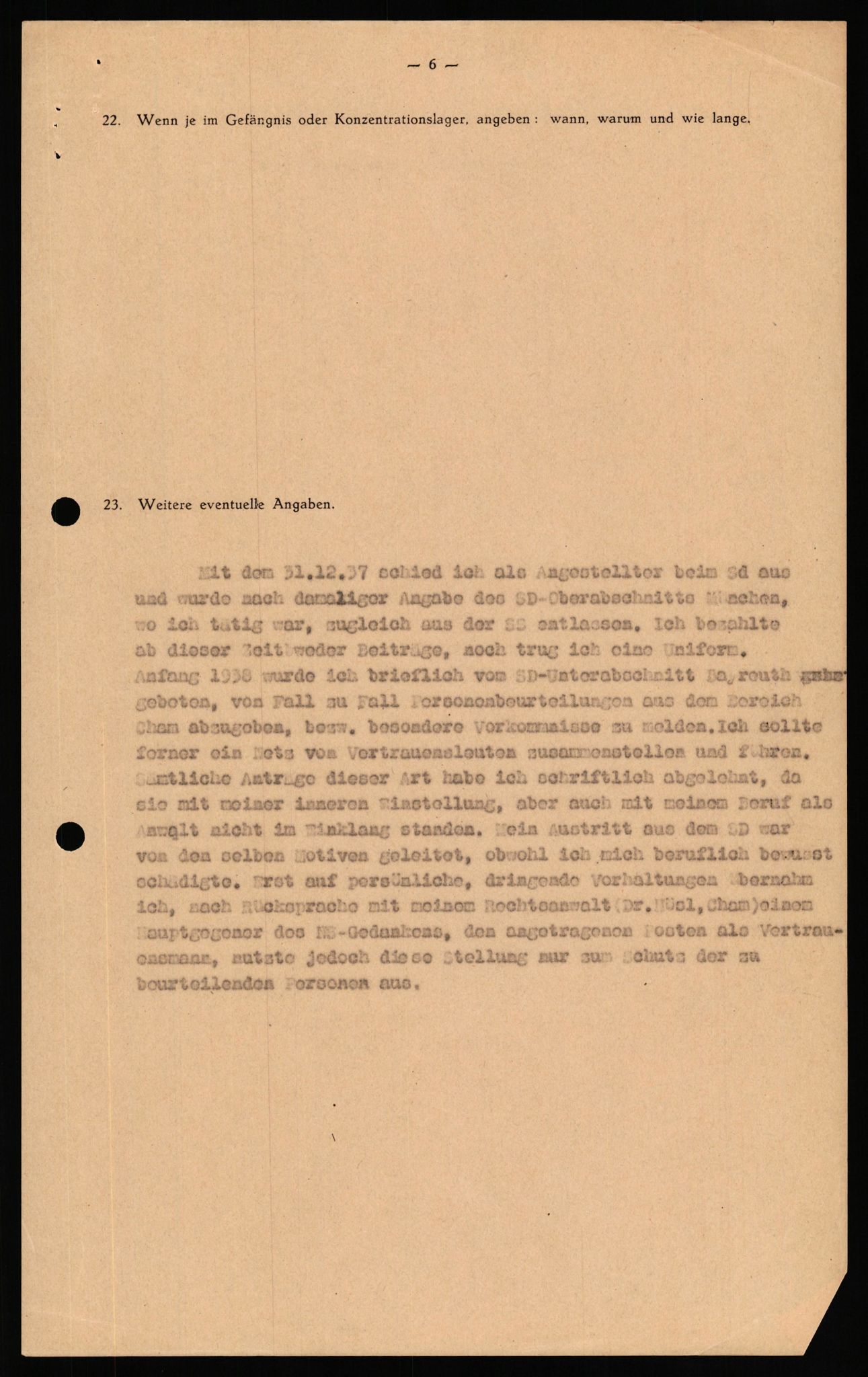 Forsvaret, Forsvarets overkommando II, RA/RAFA-3915/D/Db/L0031: CI Questionaires. Tyske okkupasjonsstyrker i Norge. Tyskere., 1945-1946, p. 217