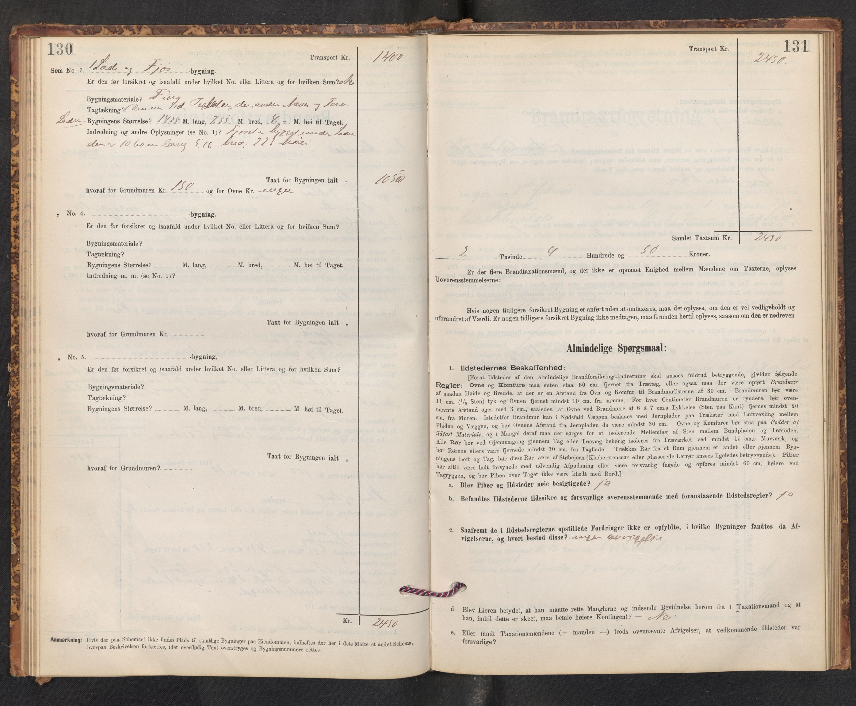 Lensmannen i Gaular, SAB/A-27601/0012/L0005: Branntakstprotokoll, skjematakst, 1895-1917, p. 130-131