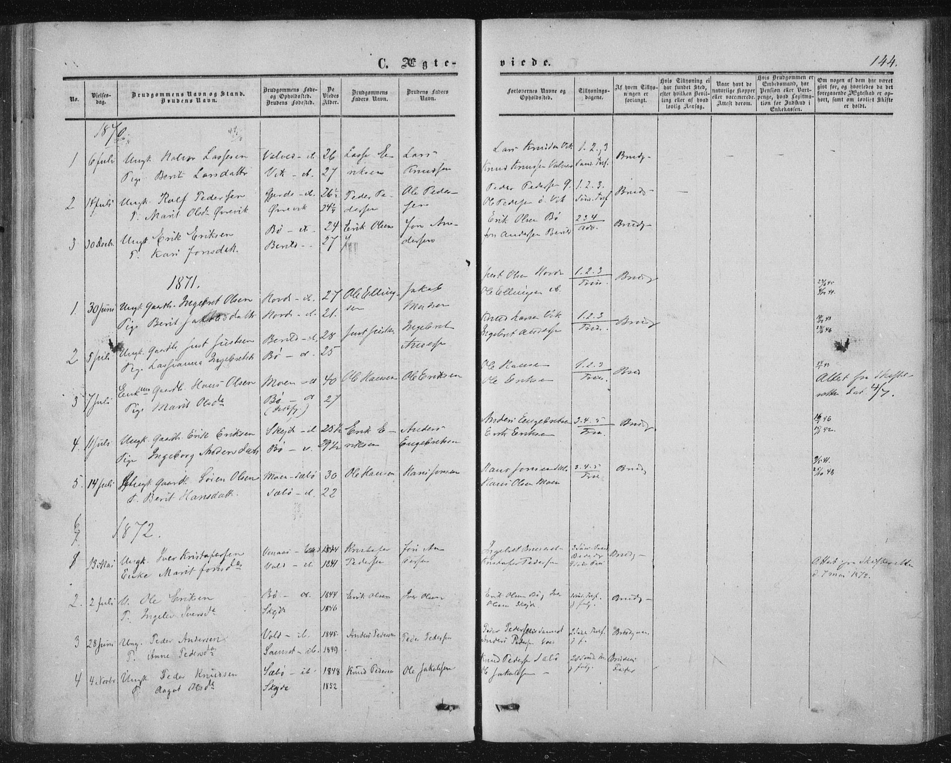 Ministerialprotokoller, klokkerbøker og fødselsregistre - Møre og Romsdal, AV/SAT-A-1454/543/L0562: Parish register (official) no. 543A02, 1854-1884, p. 144