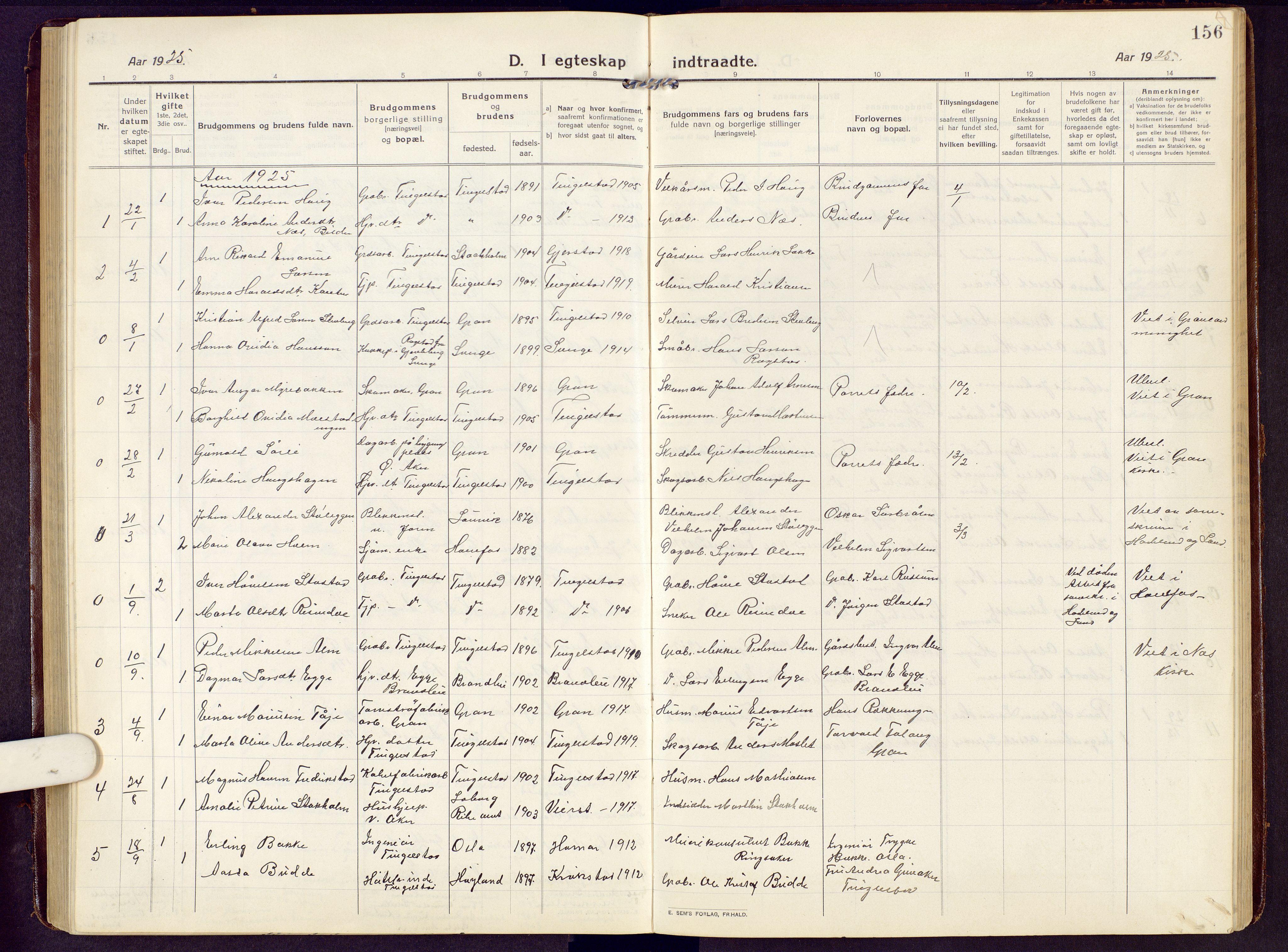 Brandbu prestekontor, SAH/PREST-114/H/Ha/Hab/L0010: Parish register (copy) no. 10, 1916-1930, p. 156