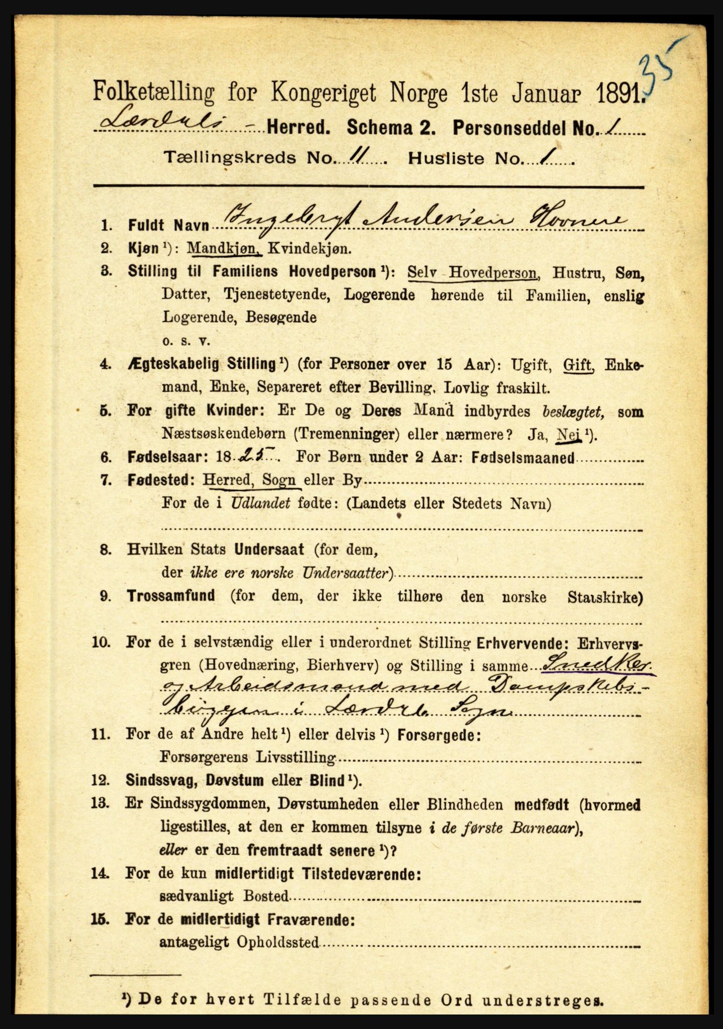 RA, 1891 census for 1422 Lærdal, 1891, p. 2164