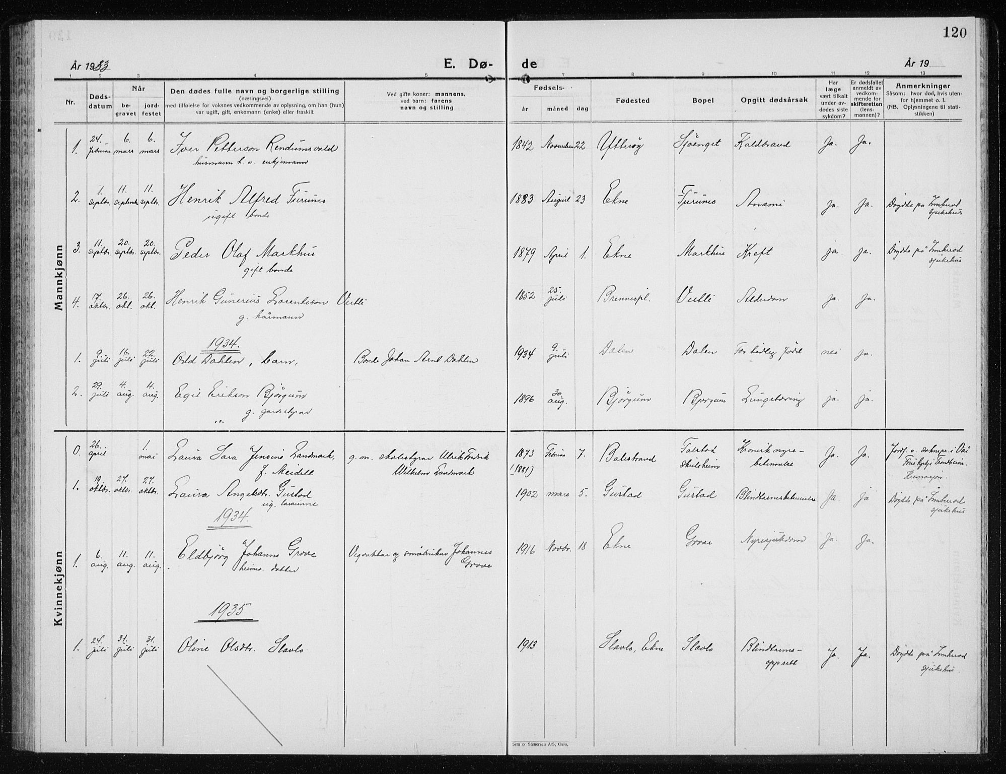 Ministerialprotokoller, klokkerbøker og fødselsregistre - Nord-Trøndelag, SAT/A-1458/719/L0180: Parish register (copy) no. 719C01, 1878-1940, p. 120