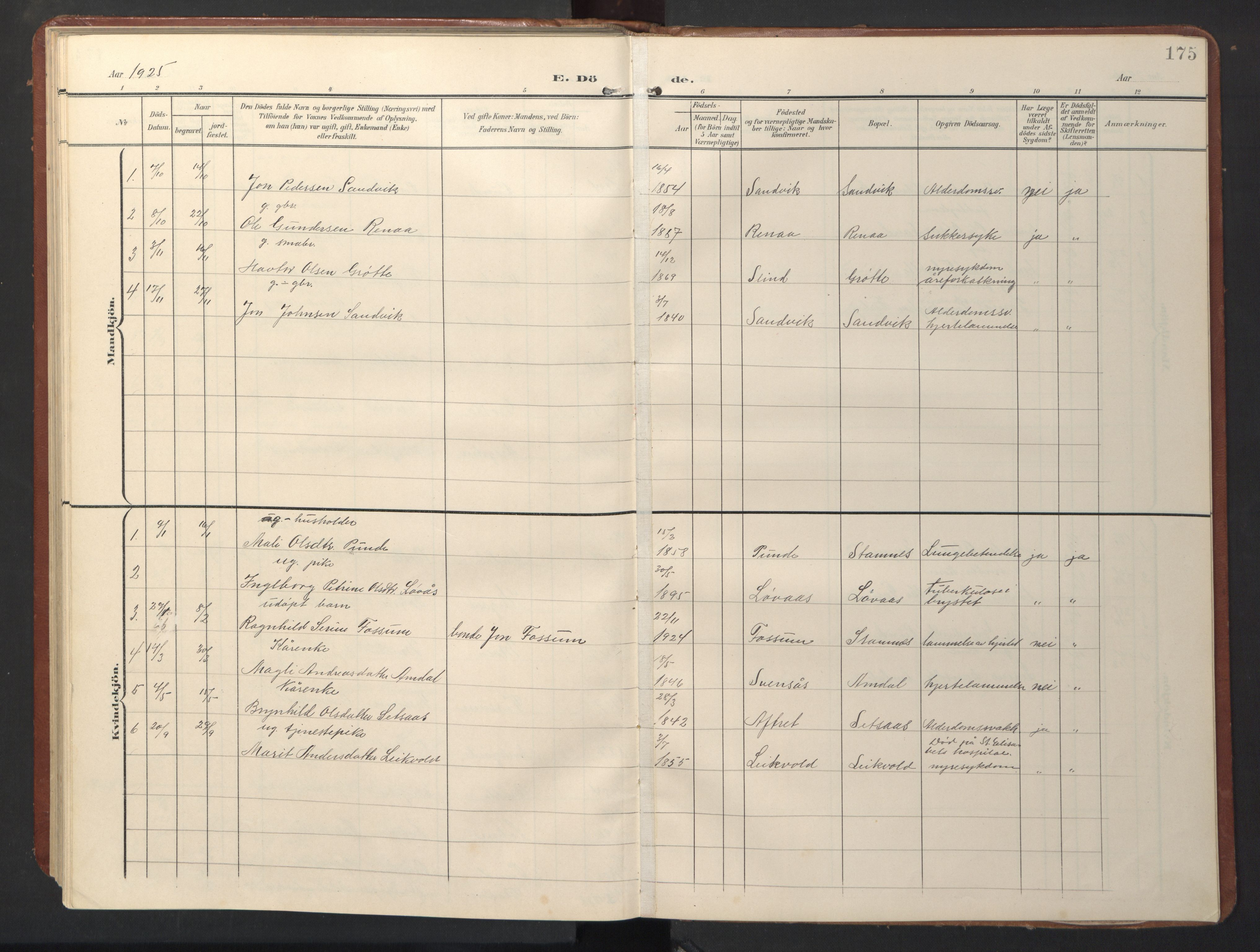 Ministerialprotokoller, klokkerbøker og fødselsregistre - Sør-Trøndelag, SAT/A-1456/696/L1161: Parish register (copy) no. 696C01, 1902-1950, p. 175