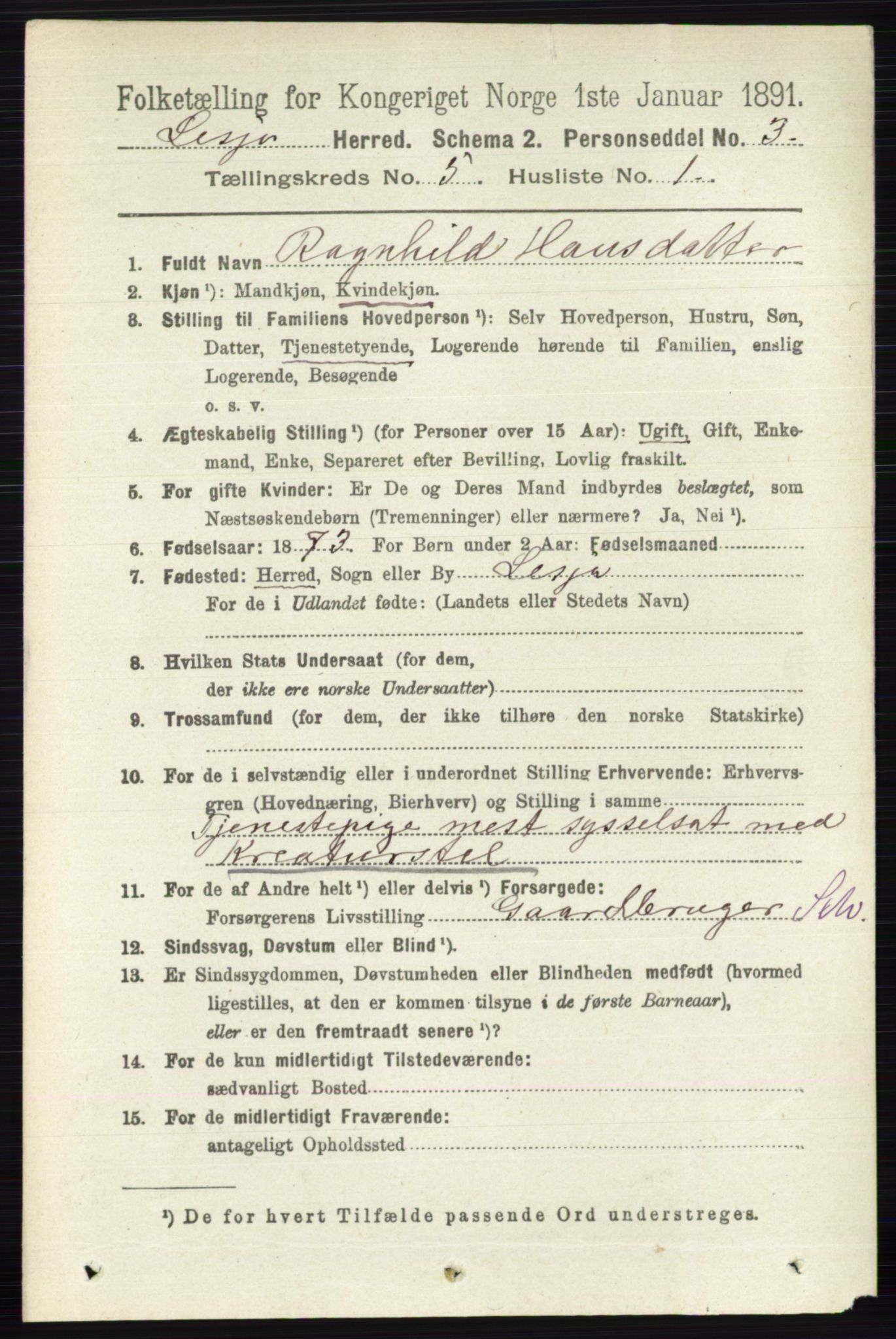 RA, 1891 census for 0512 Lesja, 1891, p. 1684