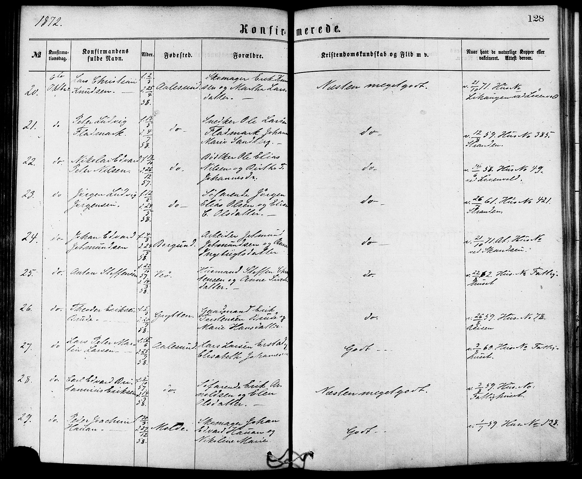 Ministerialprotokoller, klokkerbøker og fødselsregistre - Møre og Romsdal, AV/SAT-A-1454/529/L0453: Parish register (official) no. 529A03, 1872-1877, p. 128