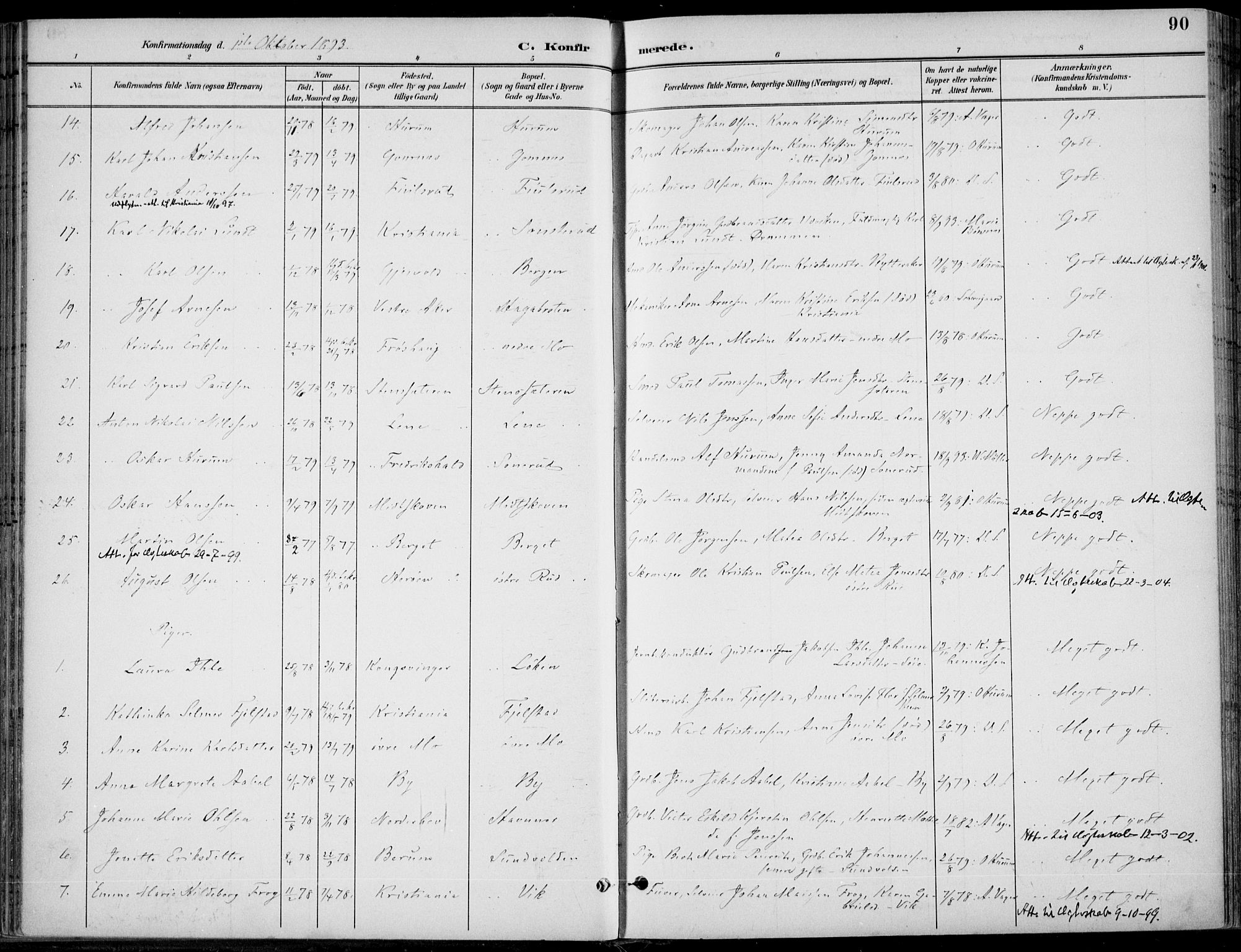 Hole kirkebøker, SAKO/A-228/F/Fa/L0009: Parish register (official) no. I 9, 1892-1907, p. 90