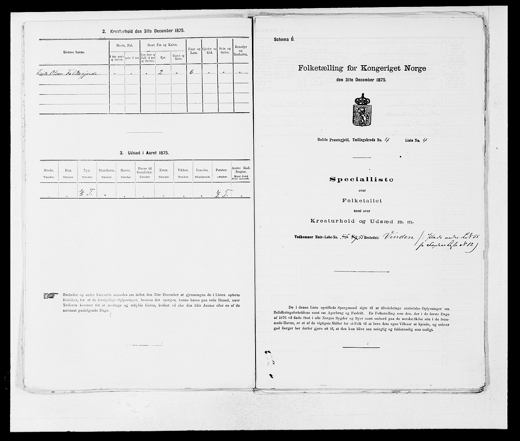 SAB, 1875 census for 1425P Hafslo, 1875, p. 462