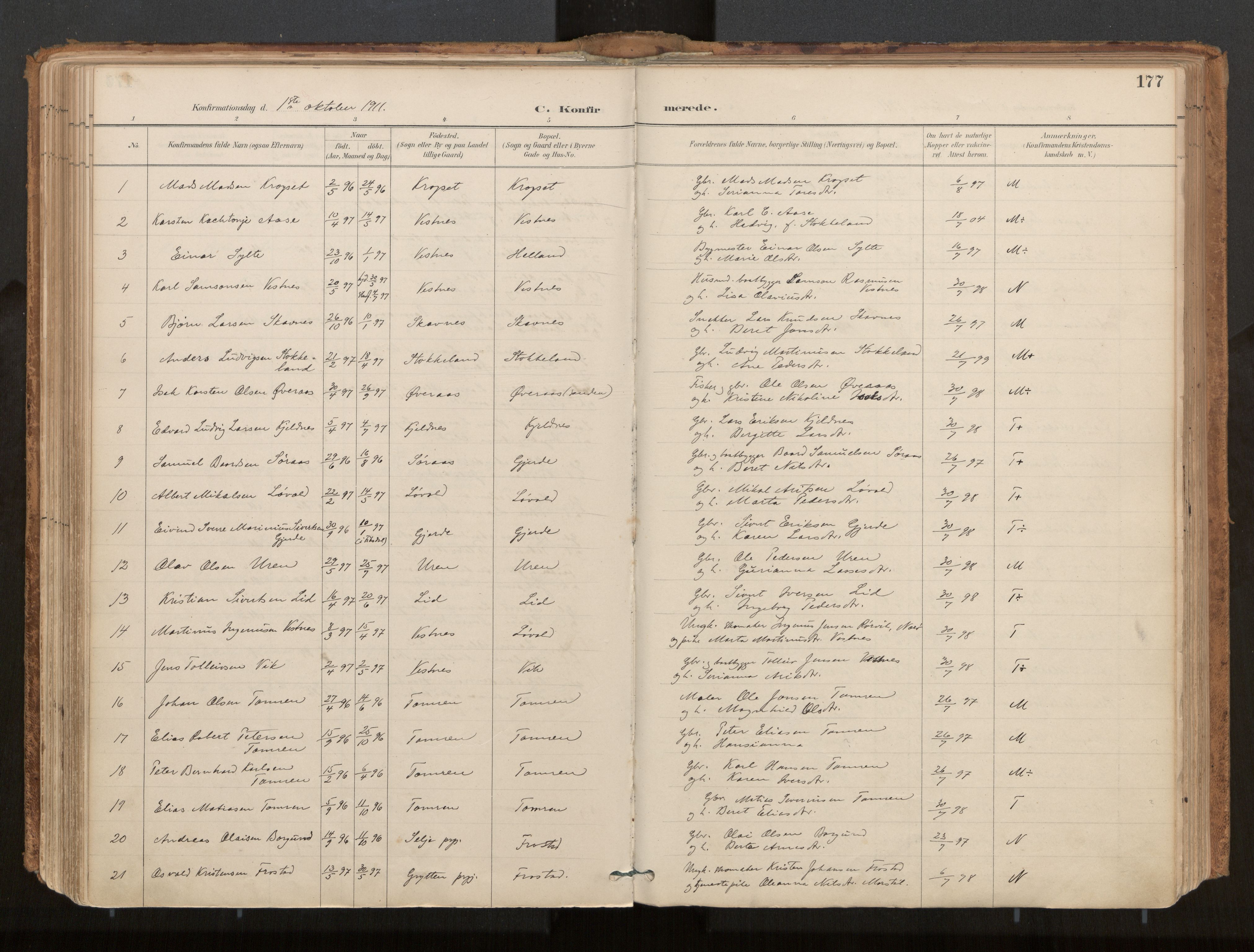 Ministerialprotokoller, klokkerbøker og fødselsregistre - Møre og Romsdal, SAT/A-1454/539/L0531: Parish register (official) no. 539A04, 1887-1913, p. 177