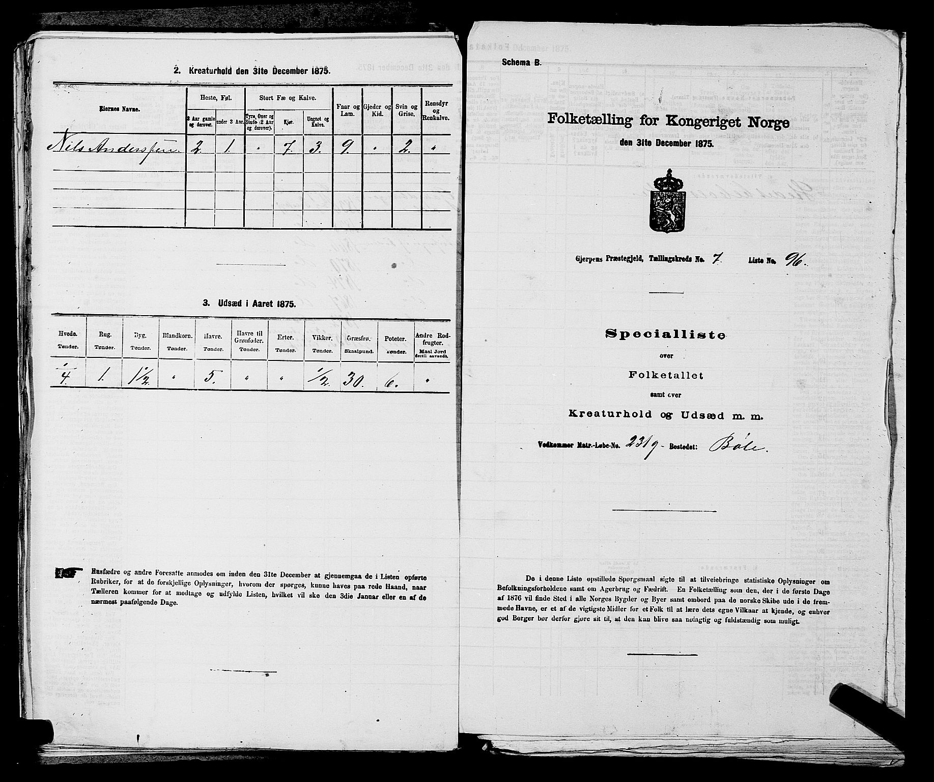 SAKO, 1875 census for 0812P Gjerpen, 1875, p. 1042