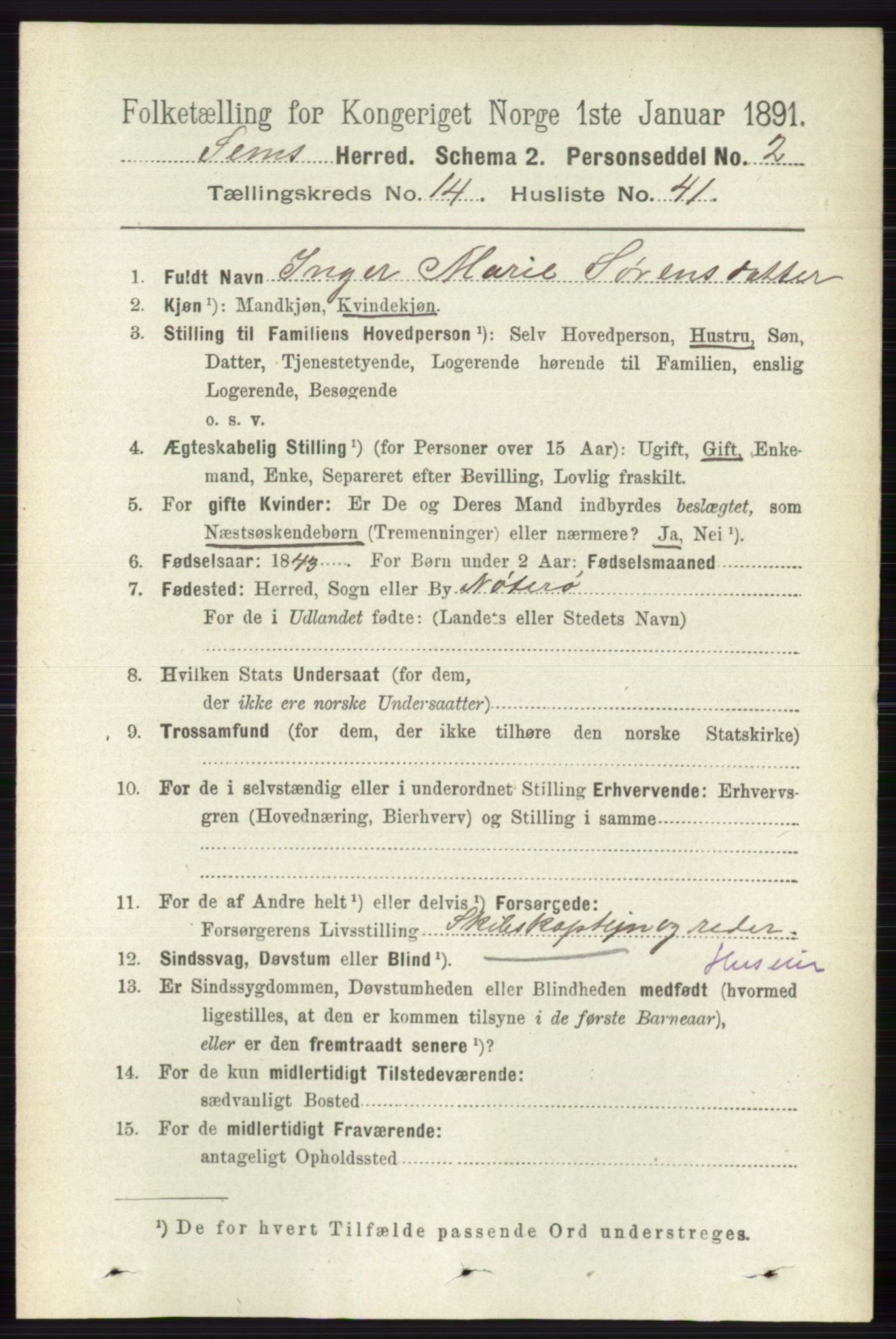 RA, 1891 census for 0721 Sem, 1891, p. 7283