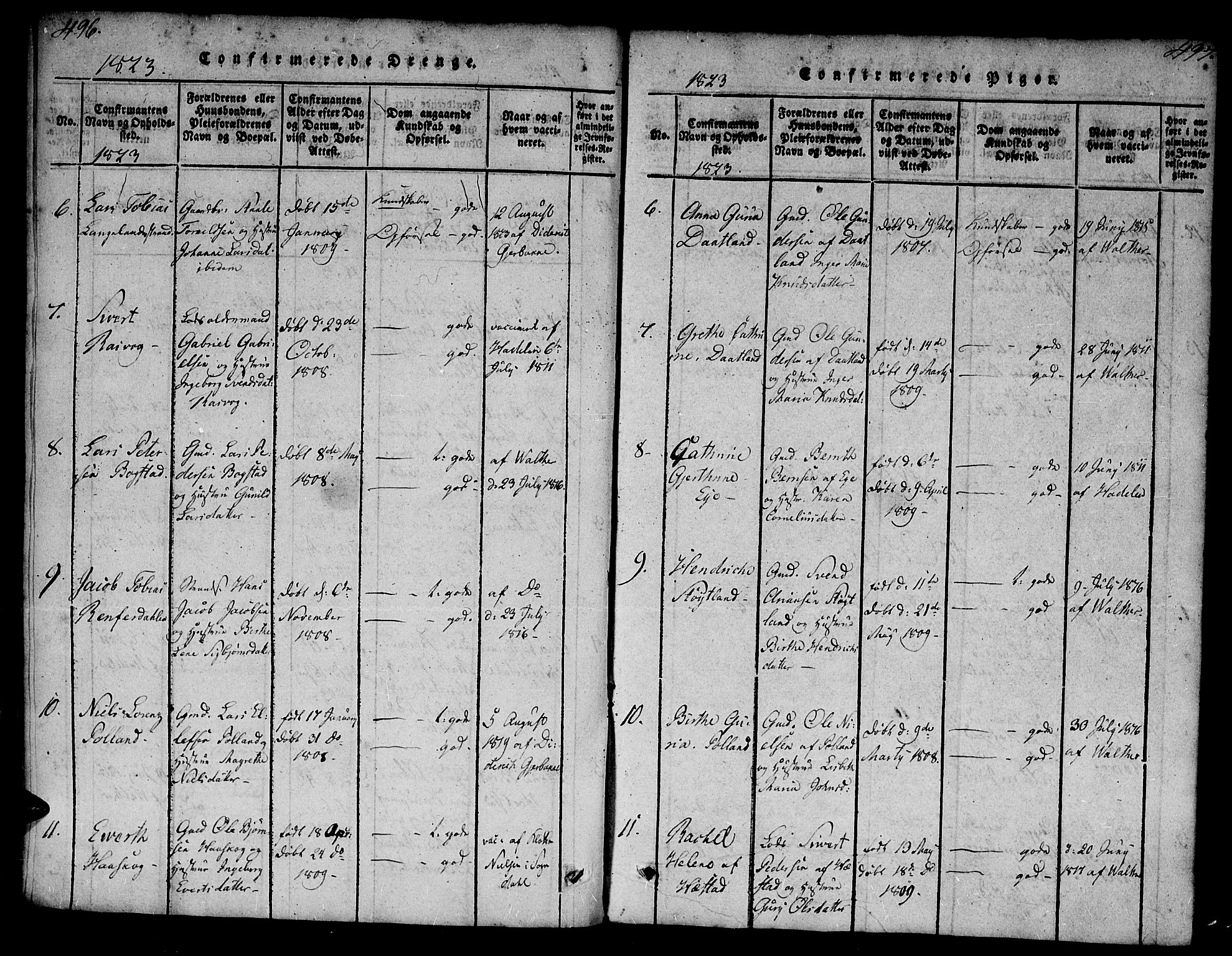 Flekkefjord sokneprestkontor, SAK/1111-0012/F/Fa/Fab/L0003: Parish register (official) no. A 3, 1815-1830, p. 496-497