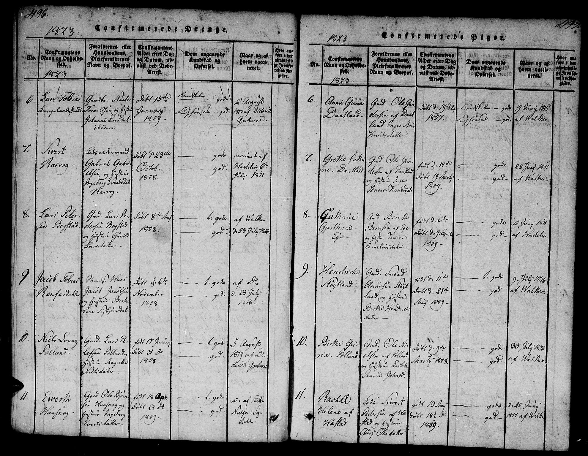 Flekkefjord sokneprestkontor, AV/SAK-1111-0012/F/Fa/Fab/L0003: Parish register (official) no. A 3, 1815-1830, p. 496-497