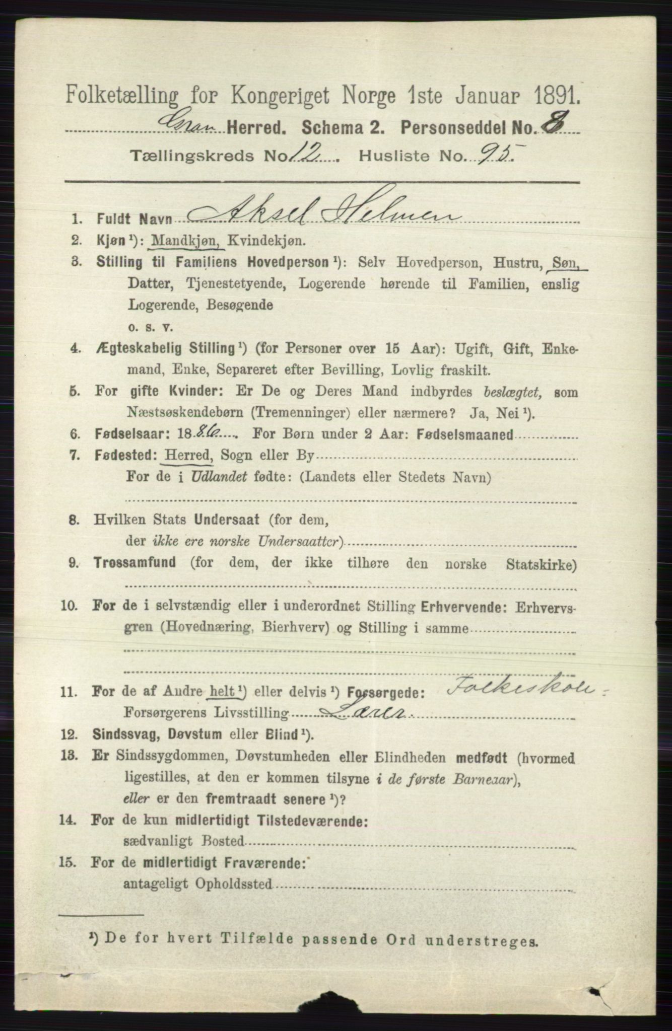 RA, 1891 census for 0534 Gran, 1891, p. 6780