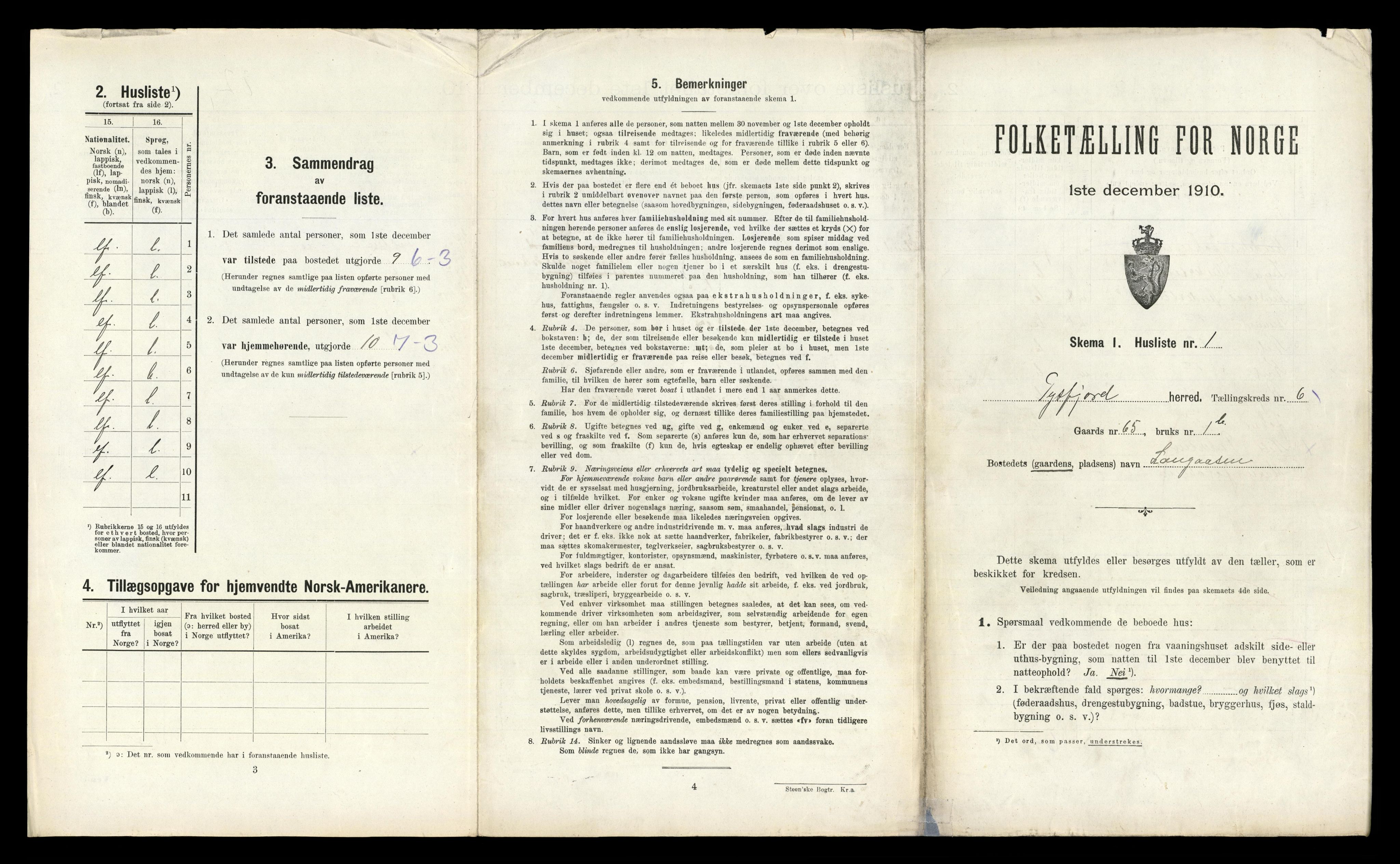 RA, 1910 census for Tysfjord, 1910, p. 711