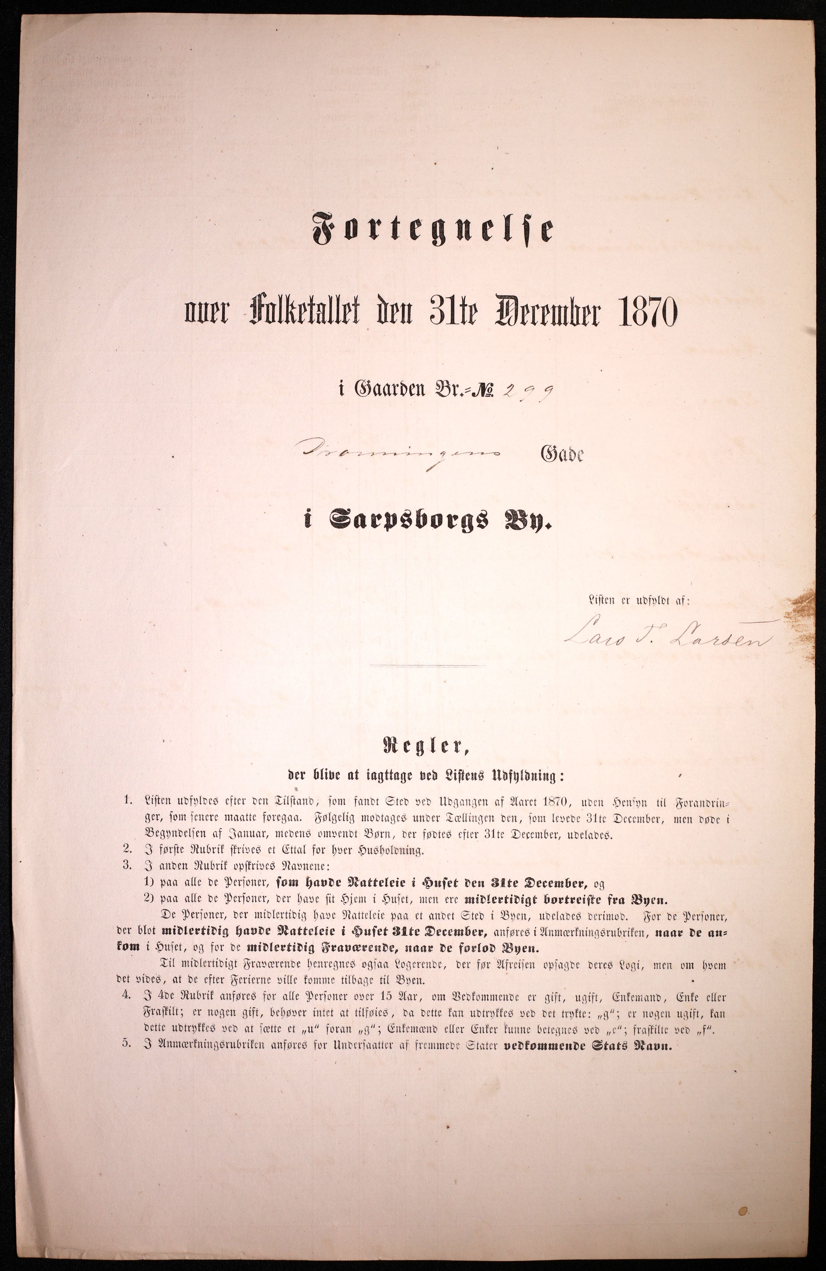 RA, 1870 census for 0102 Sarpsborg, 1870, p. 237