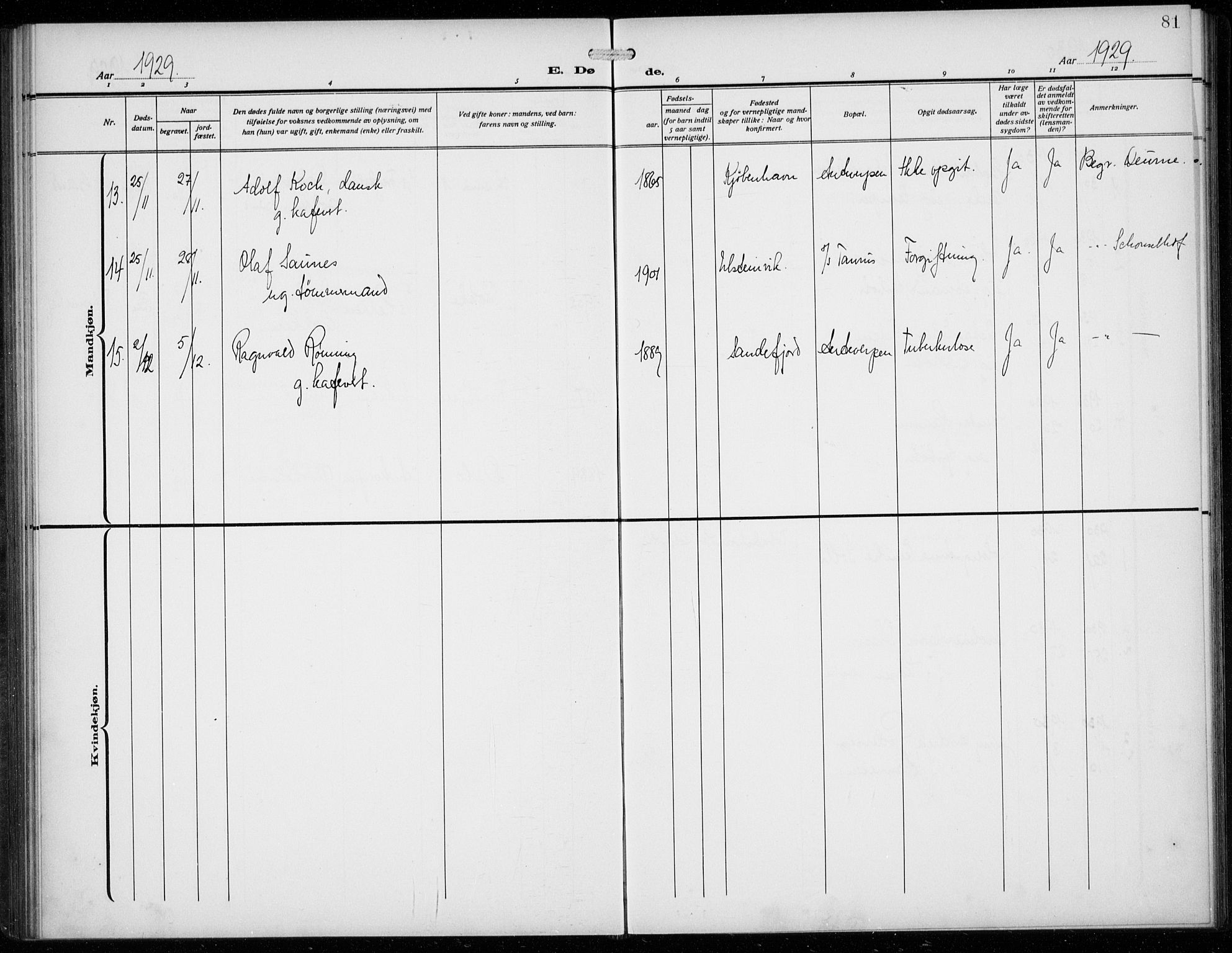 Den norske sjømannsmisjon i utlandet/Antwerpen, SAB/SAB/PA-0105/H/Ha/L0003: Parish register (official) no. A 3, 1914-1930, p. 81