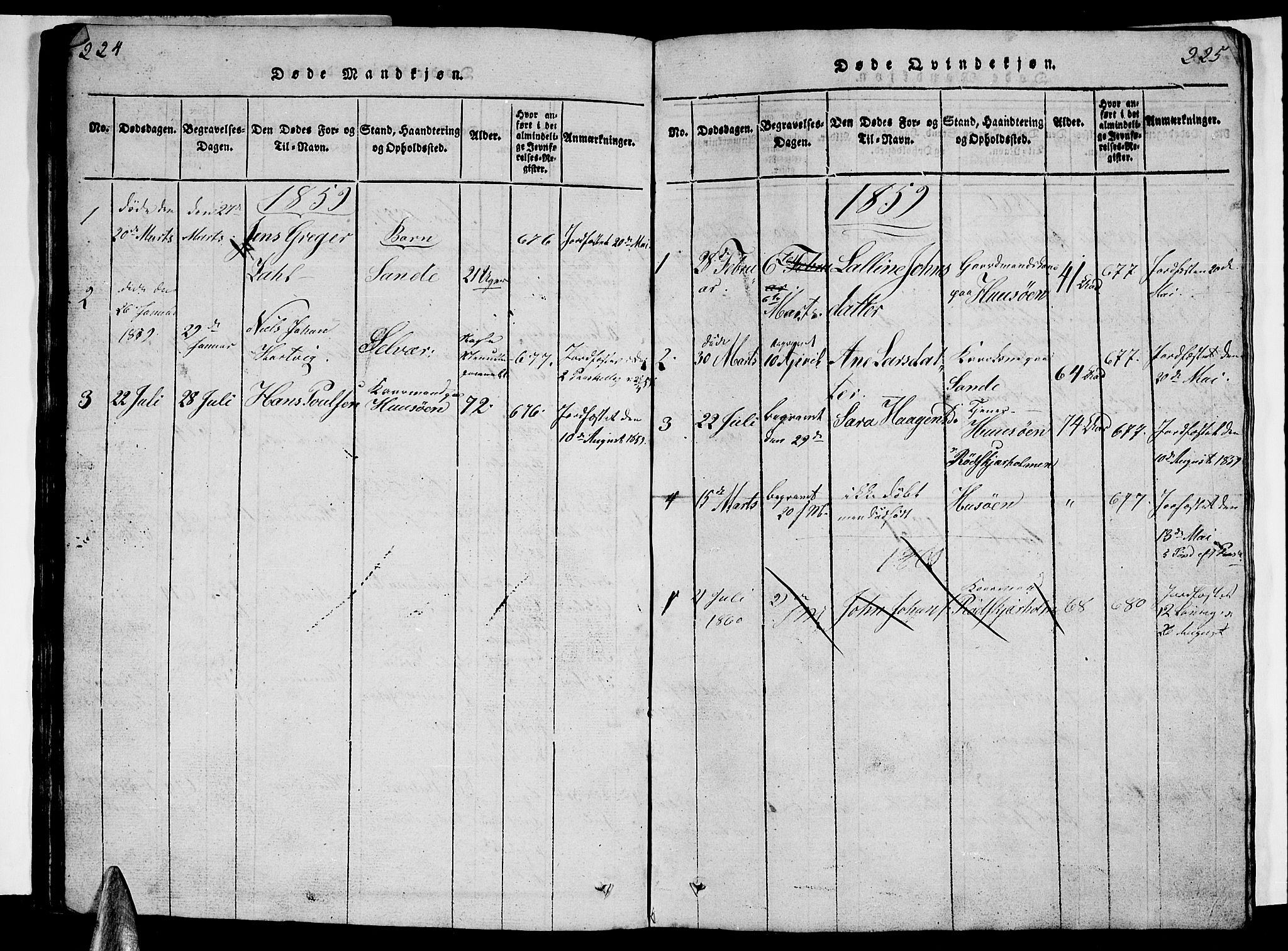 Ministerialprotokoller, klokkerbøker og fødselsregistre - Nordland, SAT/A-1459/840/L0581: Parish register (copy) no. 840C01, 1820-1873, p. 224-225