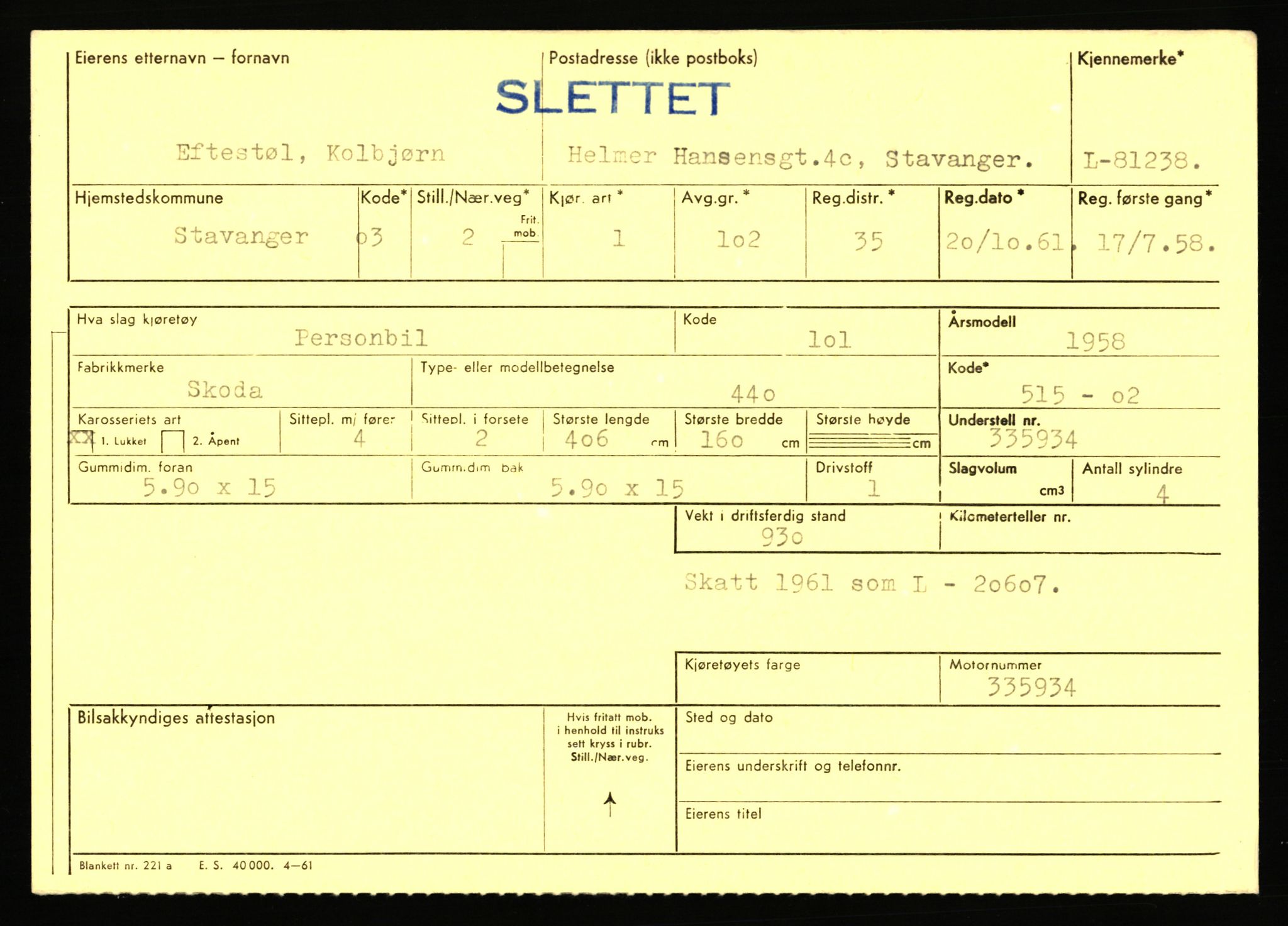 Stavanger trafikkstasjon, AV/SAST-A-101942/0/F/L0071: L-80500 - L-82199, 1930-1971, p. 1327